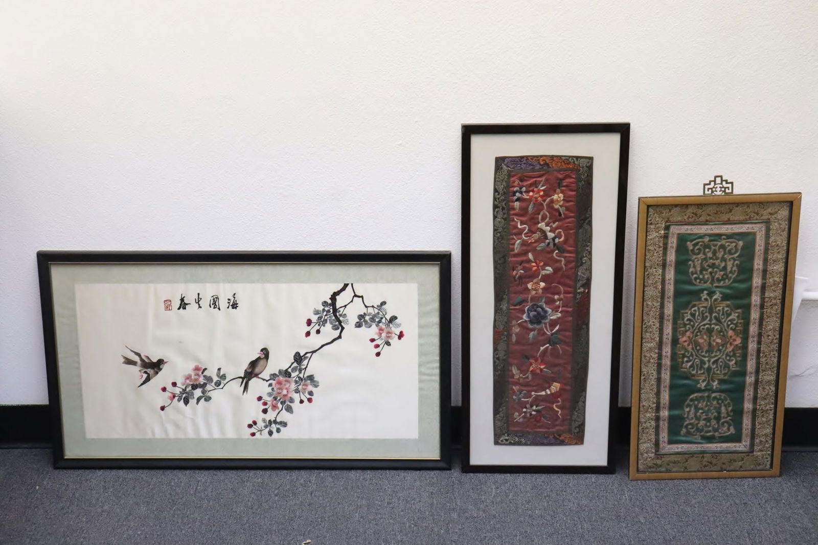 3 Chinese framed embroidery pieces (1 of 11)