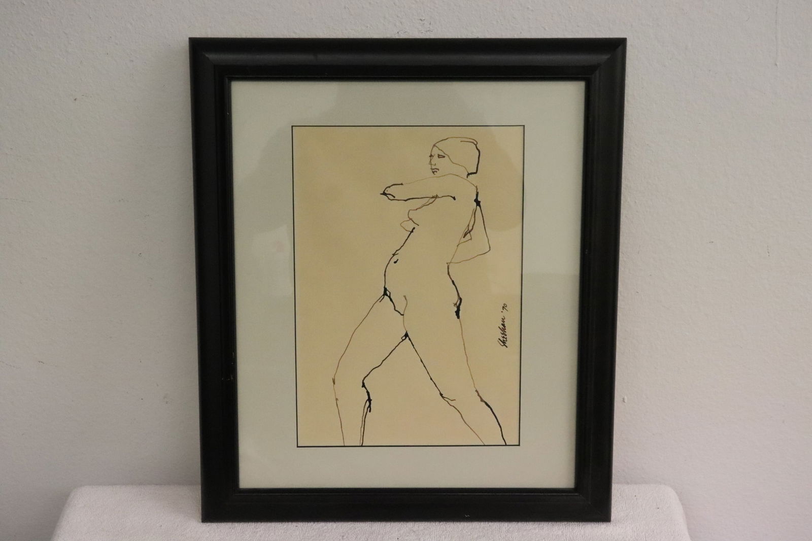 Ink on paper "nude study" by Evelyn Sheehan, dated: Ink on paper "nude study" by Evelyn Sheehan, dated 1970, 11.5"x8.1"