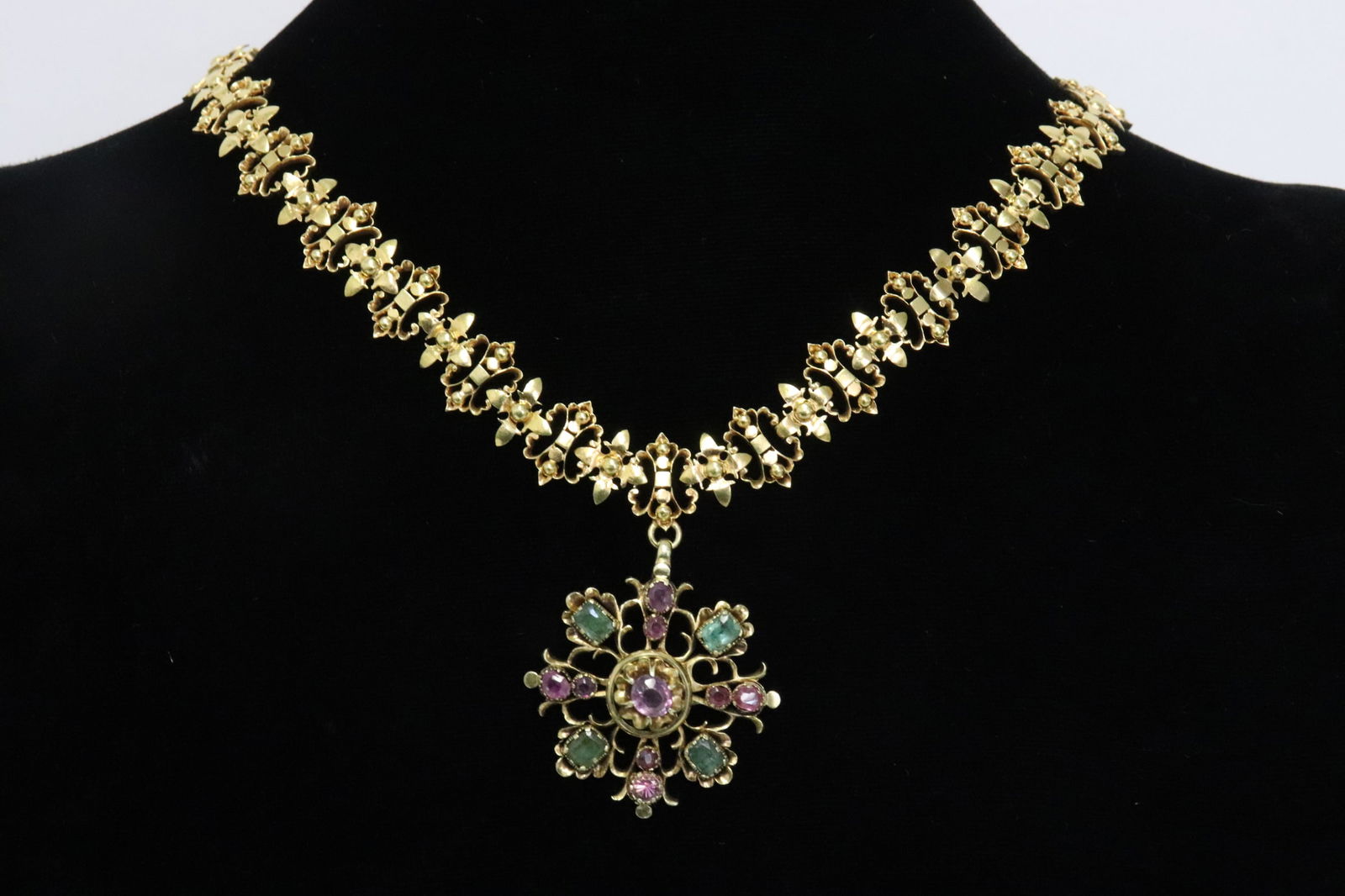 Victorian 14k pendant with ornate 18k necklace (1 of 10)