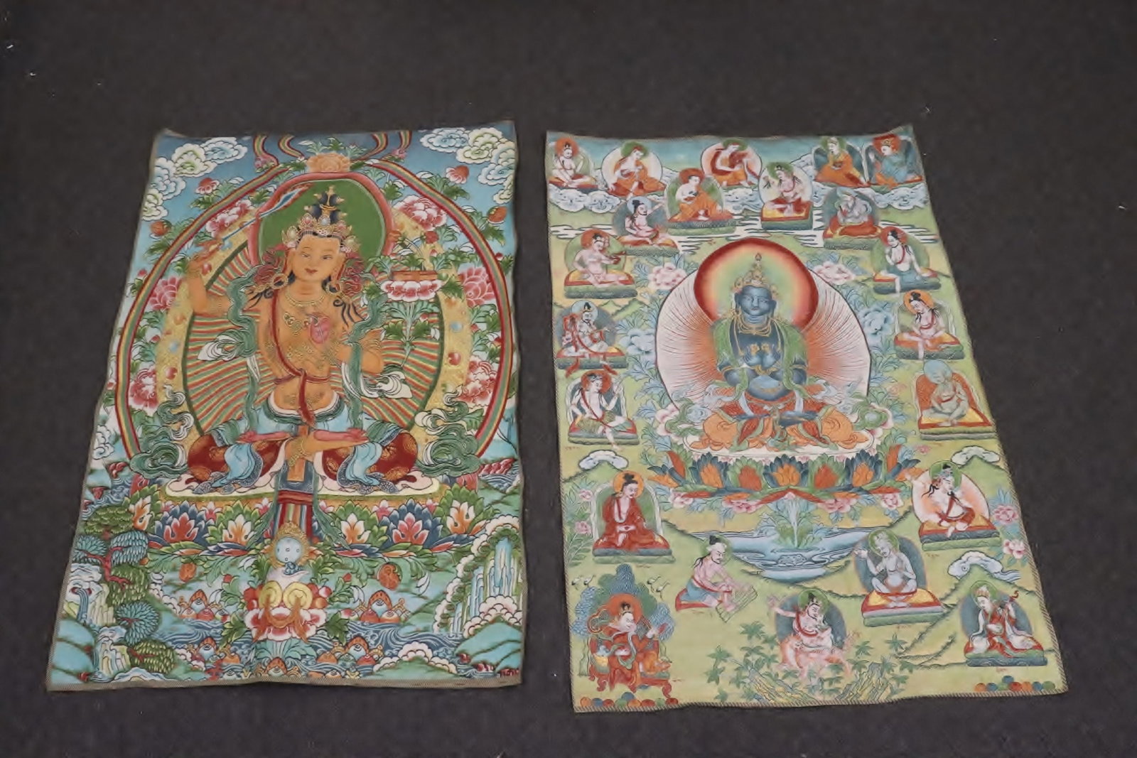2 embroidery style thangka: 2 embroidery style thangka, 35.45"x23.5"