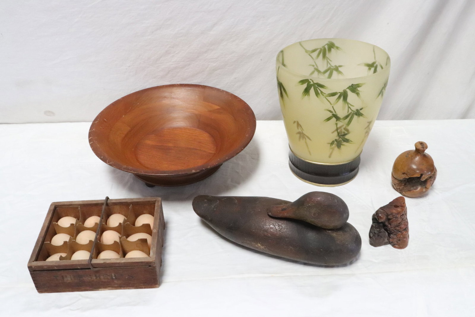 Antique wood decoy, egg holder, etc. (1 of 9)