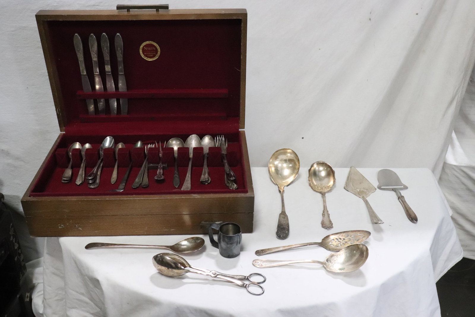 Lot of misc. silverplate flatware in box (1 of 7)