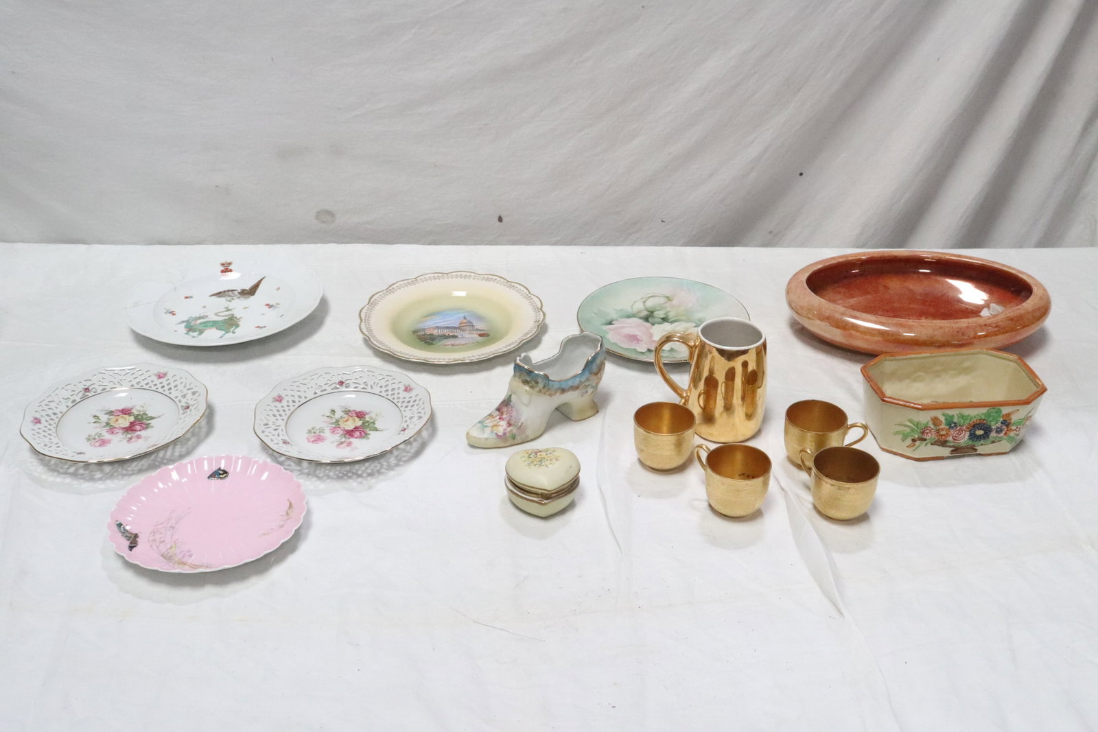 Lot of fine porcelain: Lot of fine porcelain, the Meissen plate (1.35"x9.7"dia) is damaged and has repair