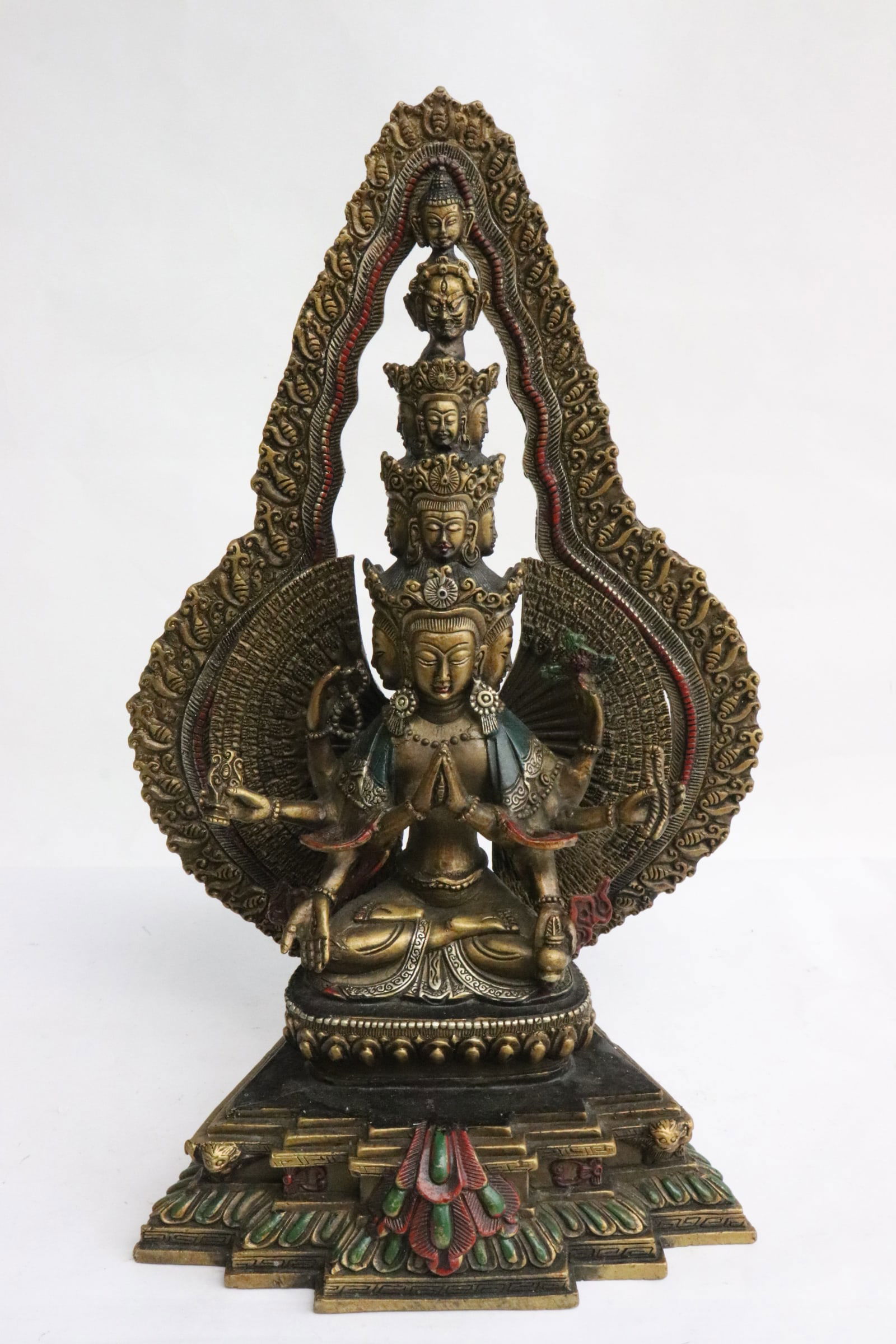 Large Chinese bronze sculpture of deity (1 of 8)