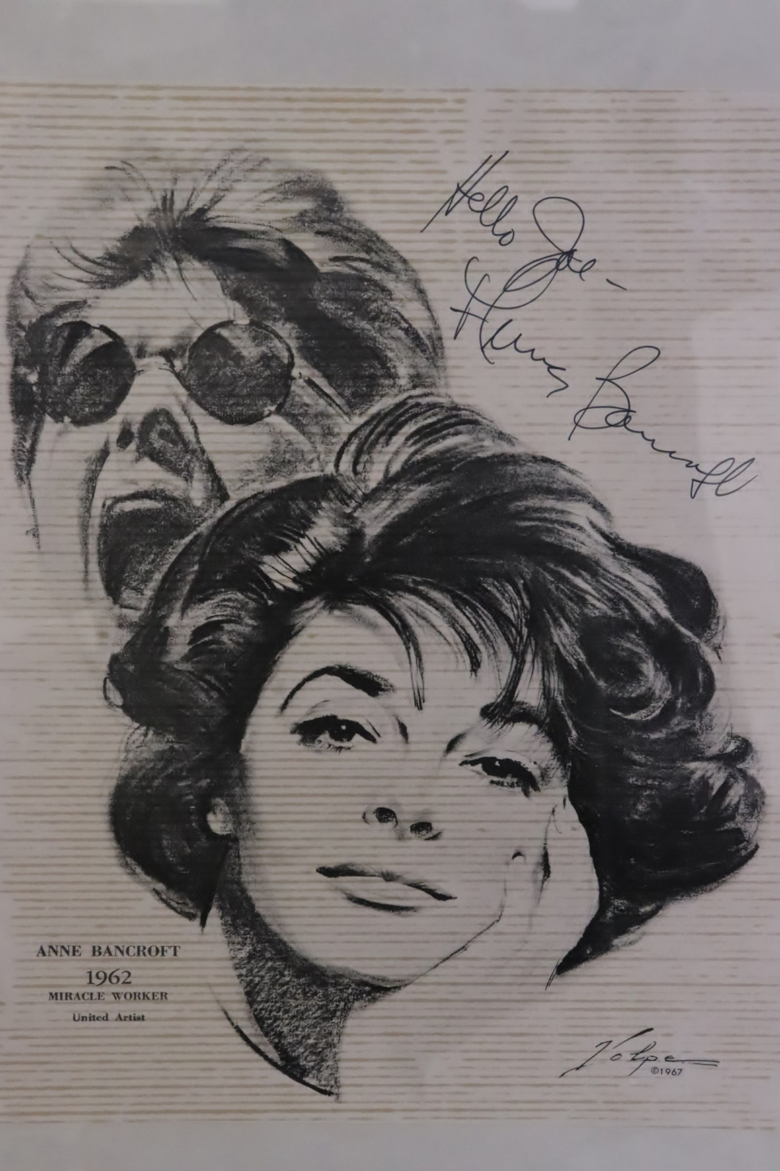 Signed photo print by Ann Bancroft: Signed photo print by Ann Bancroft, 10.3"x8.3"