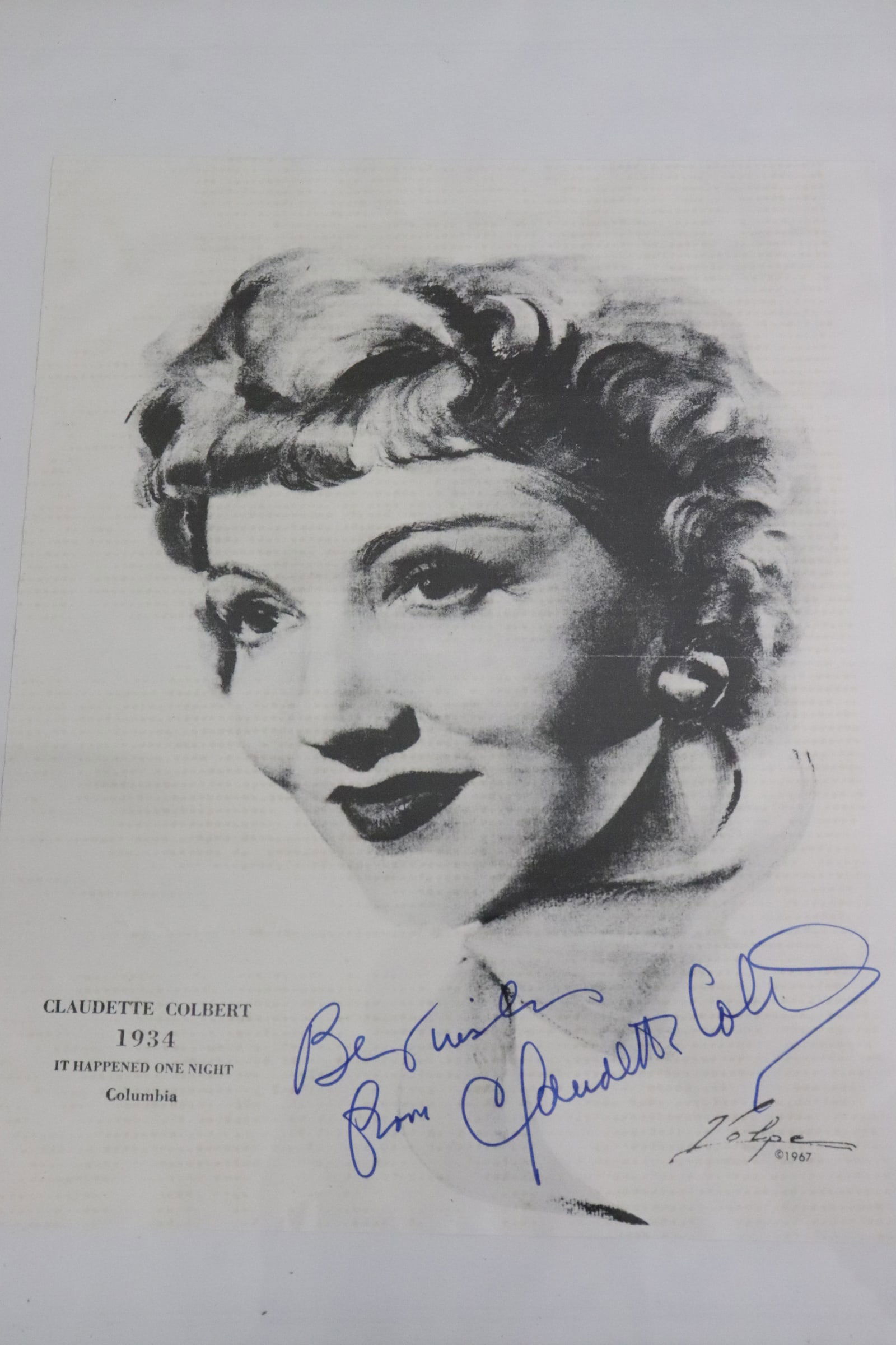 Signed photo print by Claudette Colbert (1 of 5)