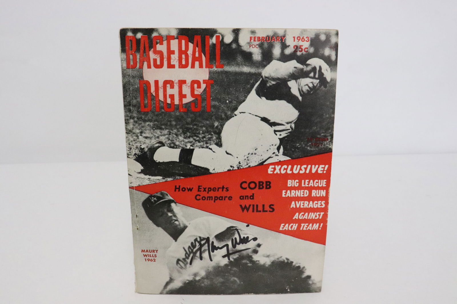 Maury Wills signed 1963 February Baseball Digest magazine (1 of 4)
