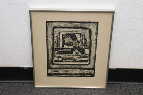 artist proof lithograph "window series VII" by Clinton Adams, Ed. 1/1: A rare lithograph "window series VII" by Clinton Adams (1918-2002), artist proof 1/1, not examined outside the frame, 13"x9.6"