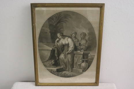 Etching/ engraving by Angelo Testa: Etching/ engraving "Cleopatra Al Sepolcro Di Macro ant" by Angelo Testa (1755-?), 16.5"x12.7"