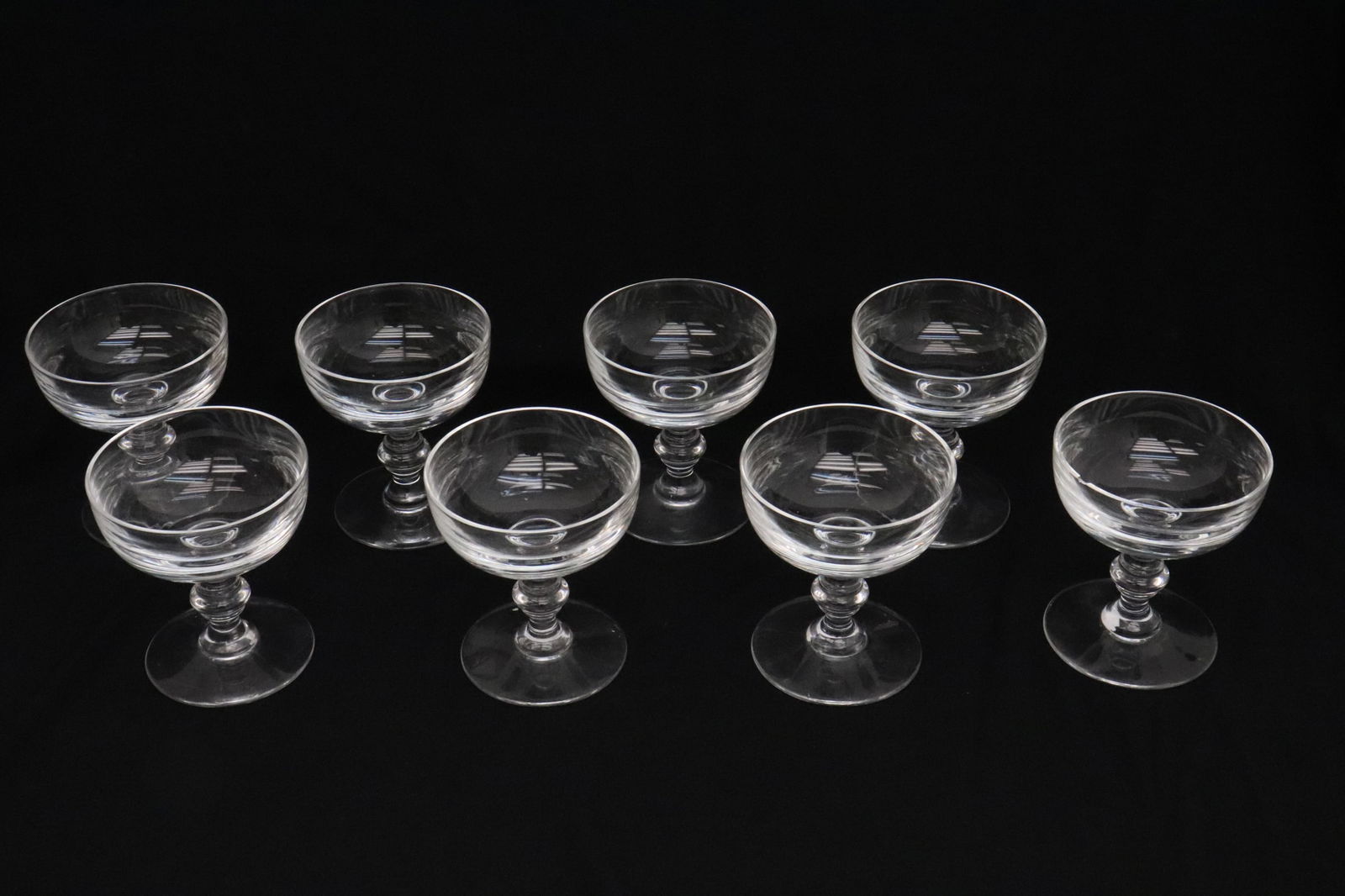 8 Val St Lambert State Plain wine goblets: 8 Val St Lambert State Plain wine goblets, 4.25"x3.7"dia ea