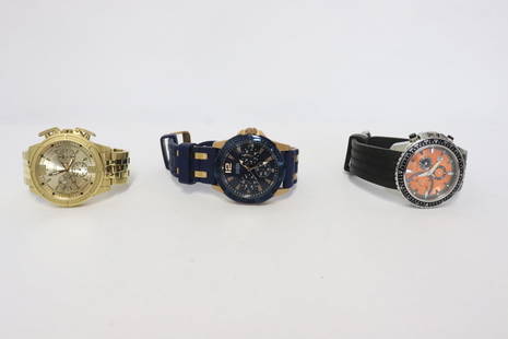 3 Guess chronograph wrist watches: 3 Guess men's chronograph wrist watches, condition unknown