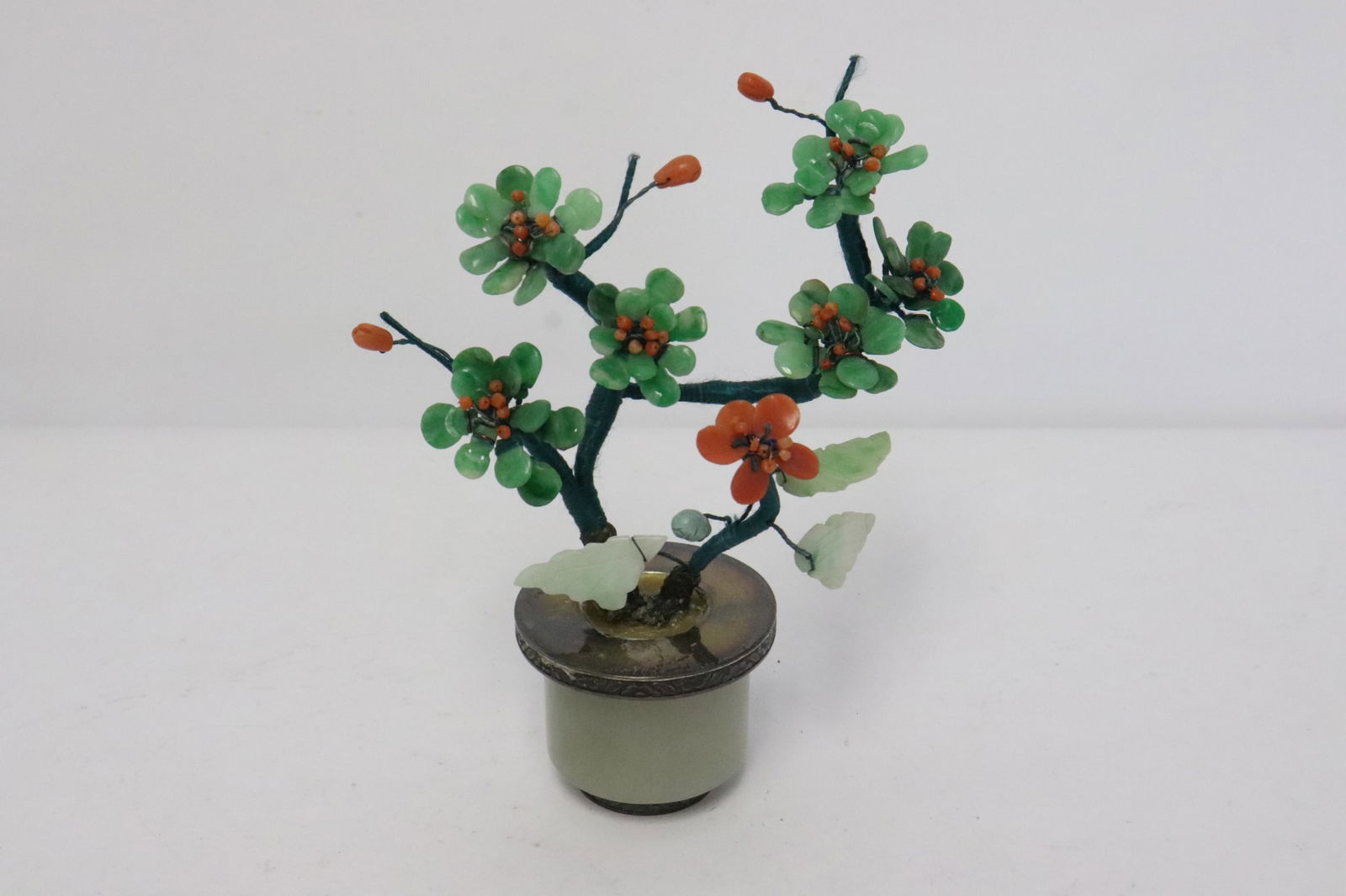 Chinese vintage silver based jade tree (1 of 9)