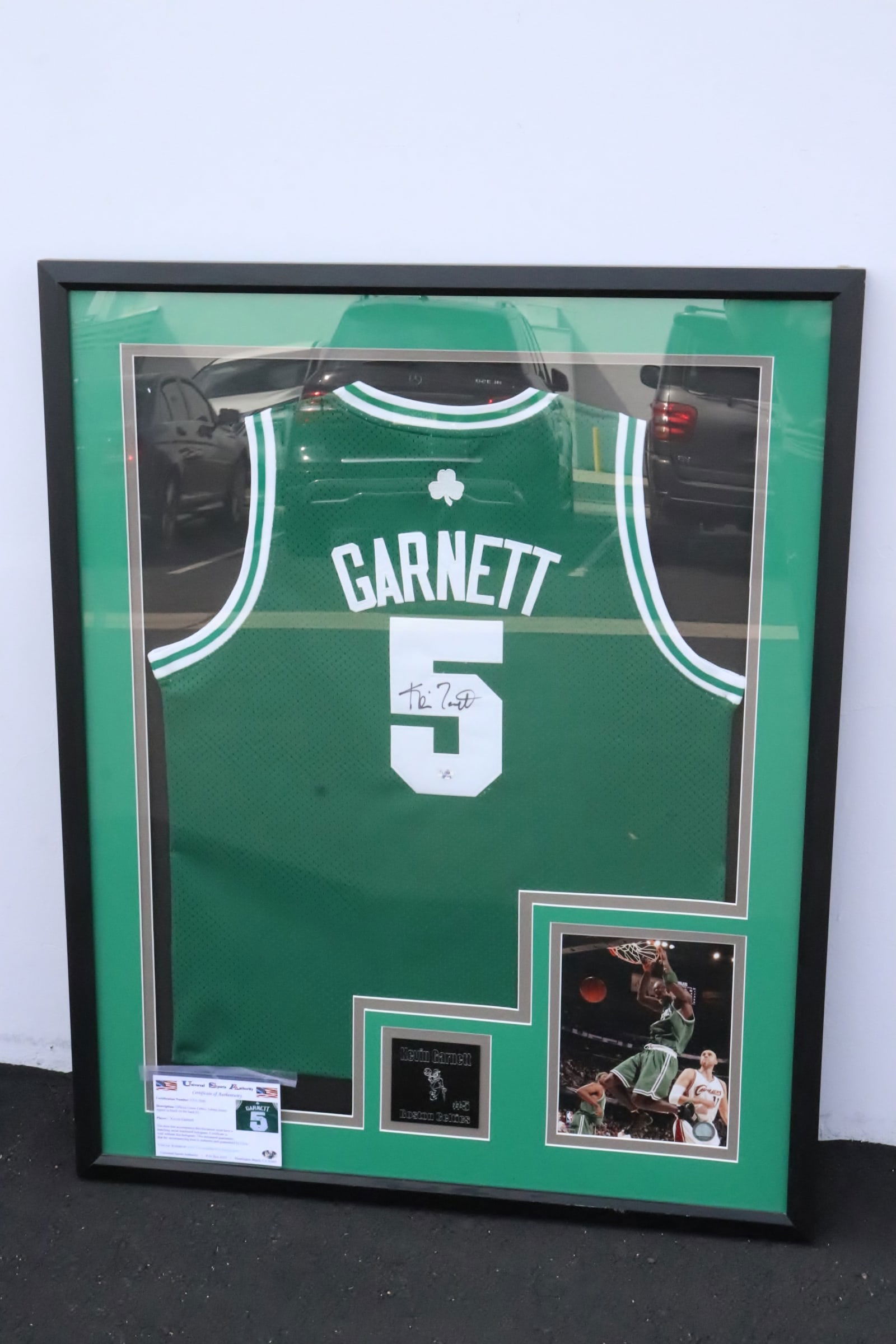 Panel of Kevin Garnett signed jersey & misc. photo (1 of 8)