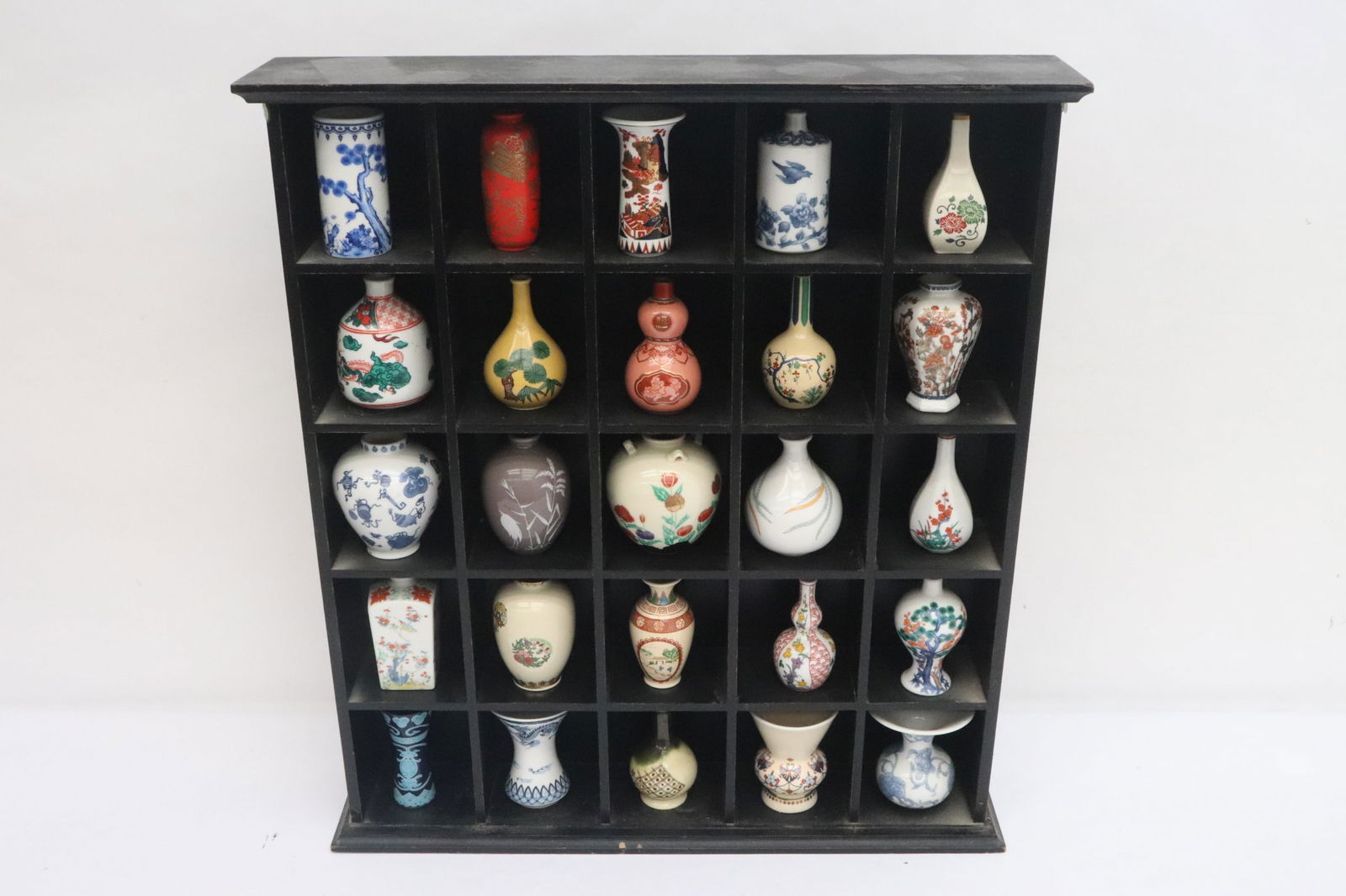 display case w/ 25 miniature porcelain vases (1 of 11)