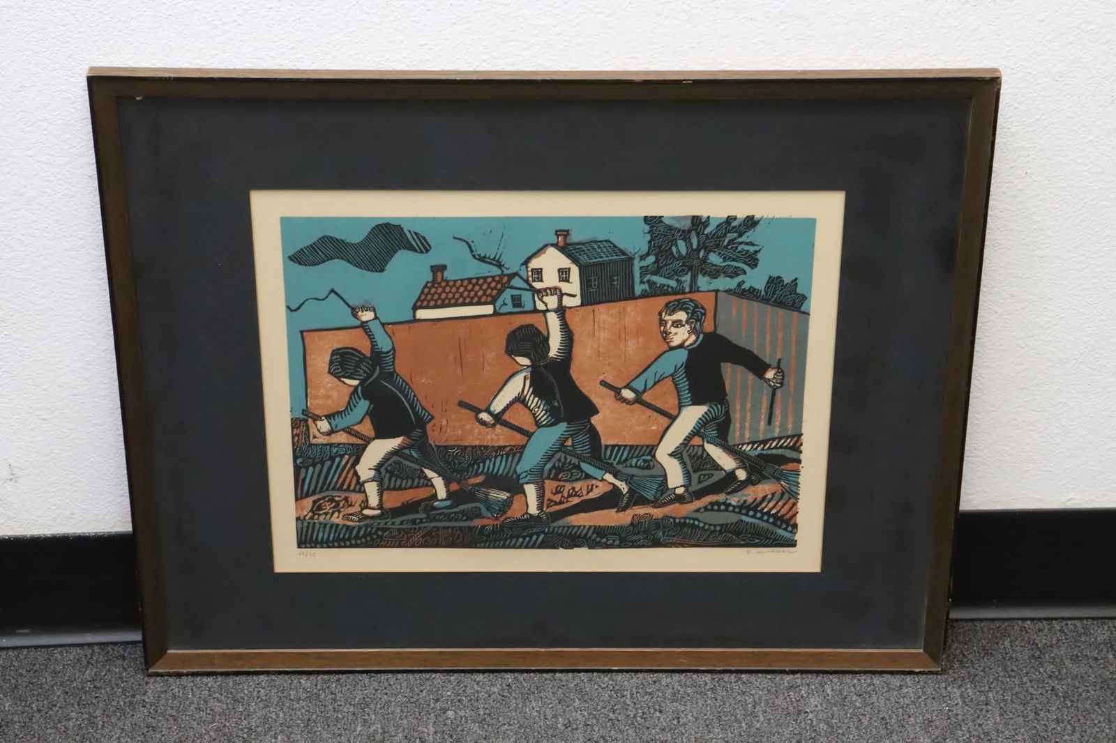 woodblock print in color by F. Alvarez, ed 69/75 (1 of 8)