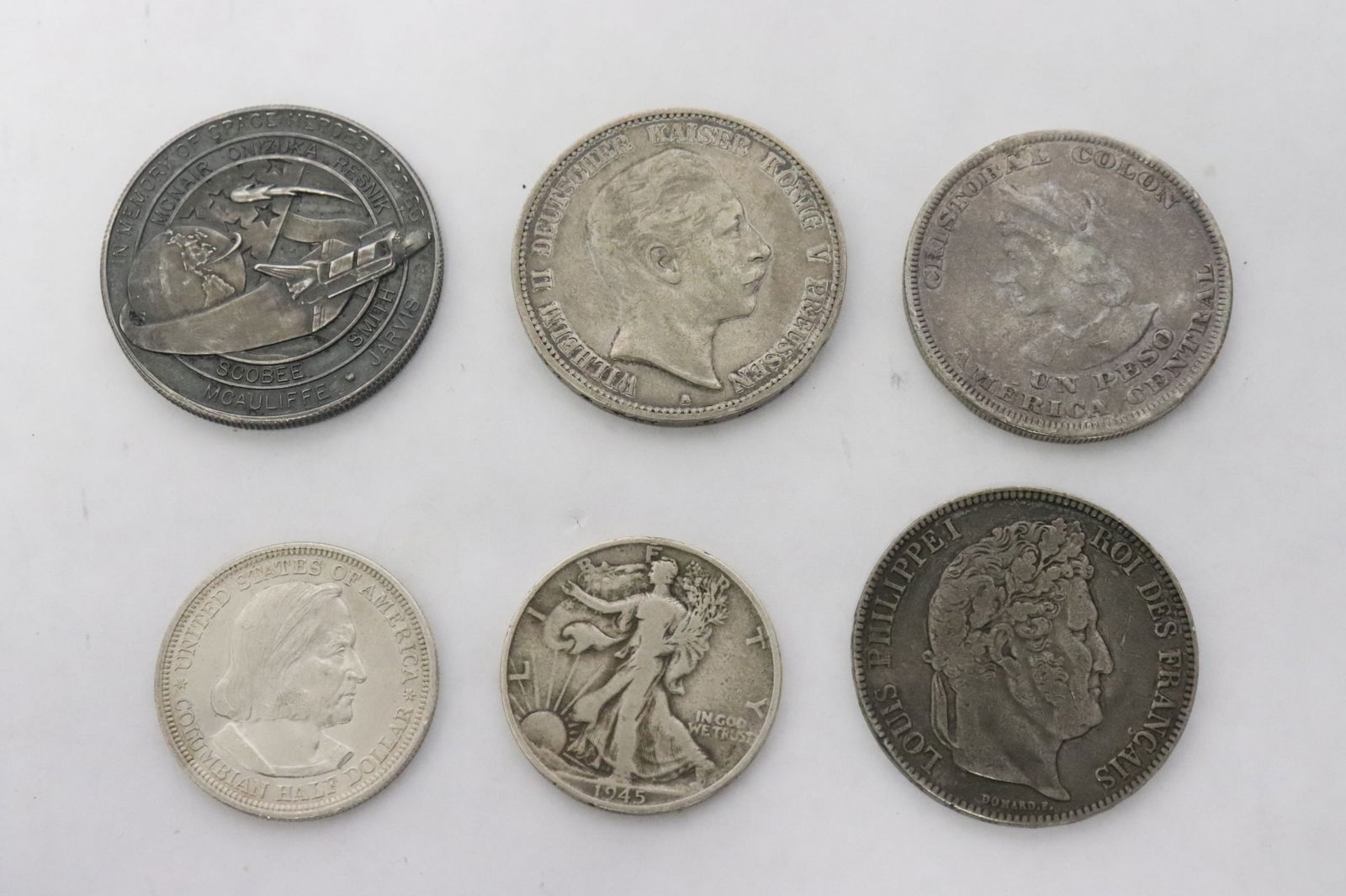 6 silver coins; US and foreign, total wt. 132gm (1 of 7)