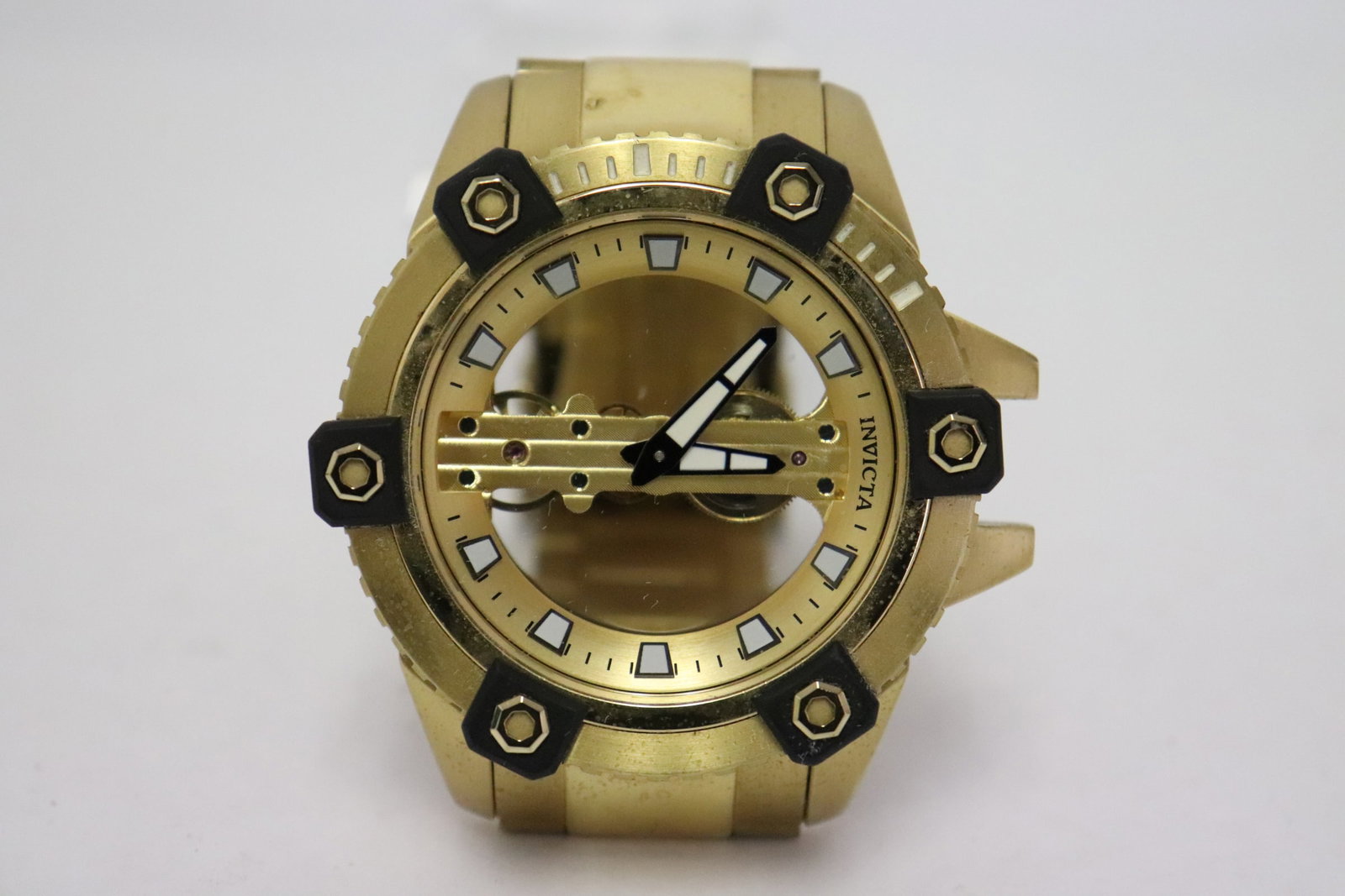 Rare Invicta skeleton diving watch: Rare Invicta skeleton diving watch, 3316L, limited edition, 43/1000, missing crown
