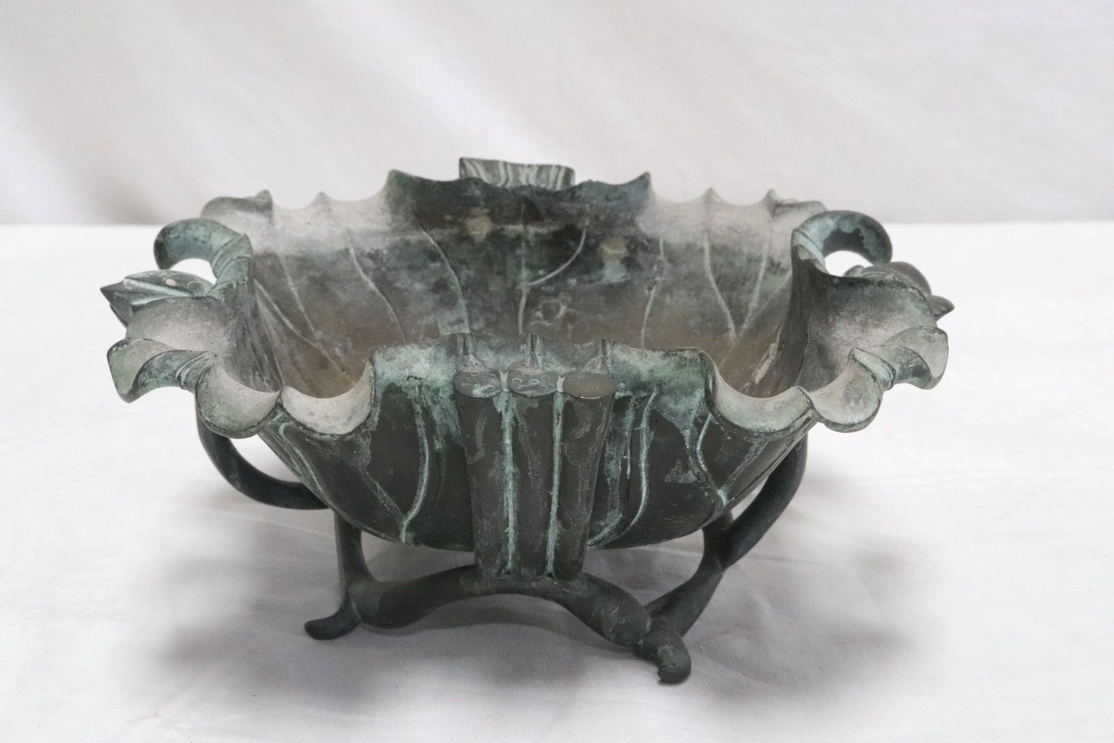 very heavy 19th/20th c. export bronze square censer (1 of 7)