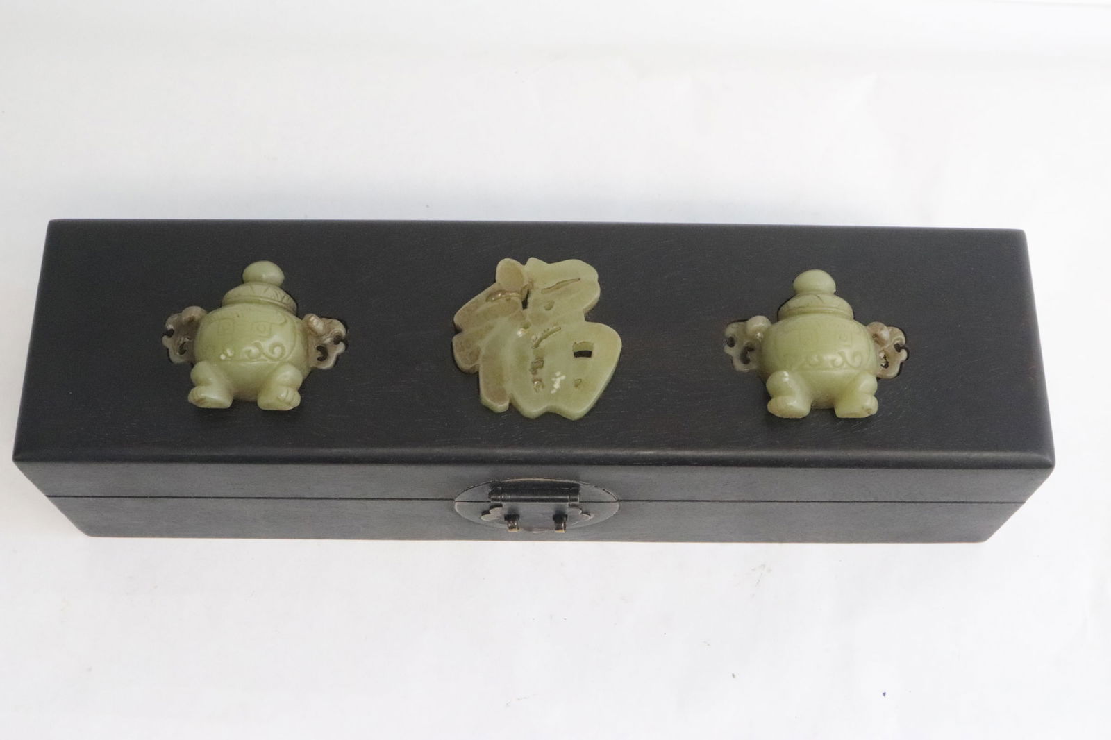 A wood box w/ celadon jade carved decoration (1 of 10)