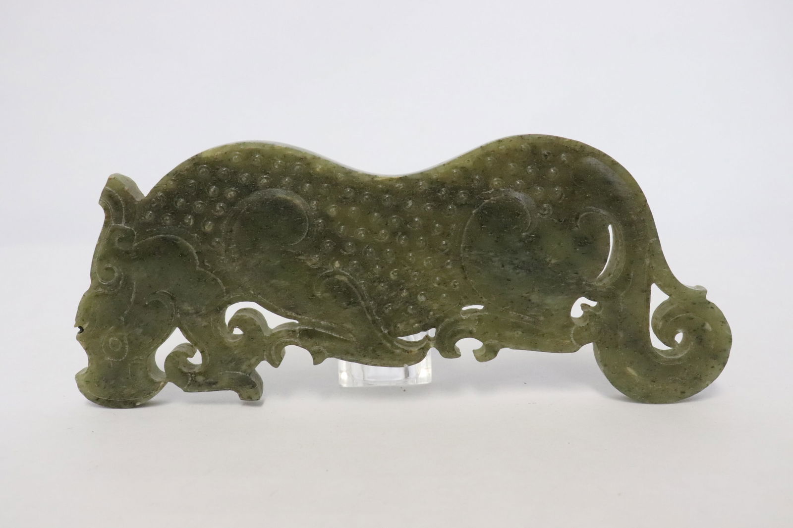 Chinese celadon jade carved plaque (1 of 7)