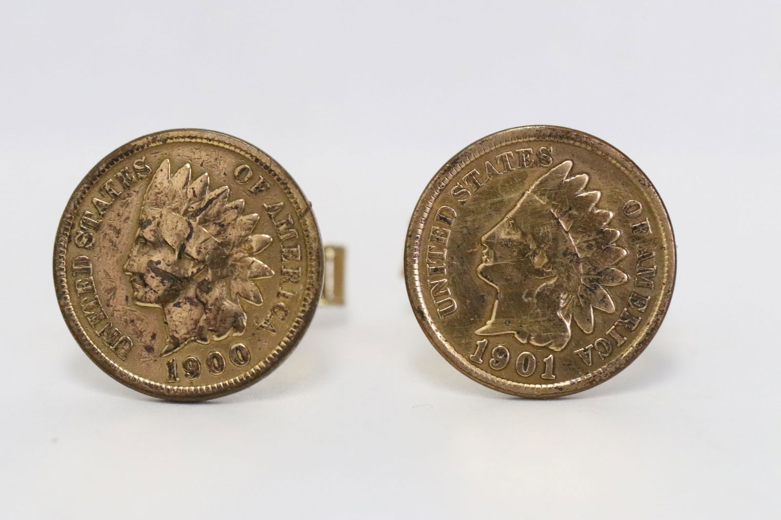 Pair cufflinks w/ 1900 & 1901 Indian head pennies (1 of 6)