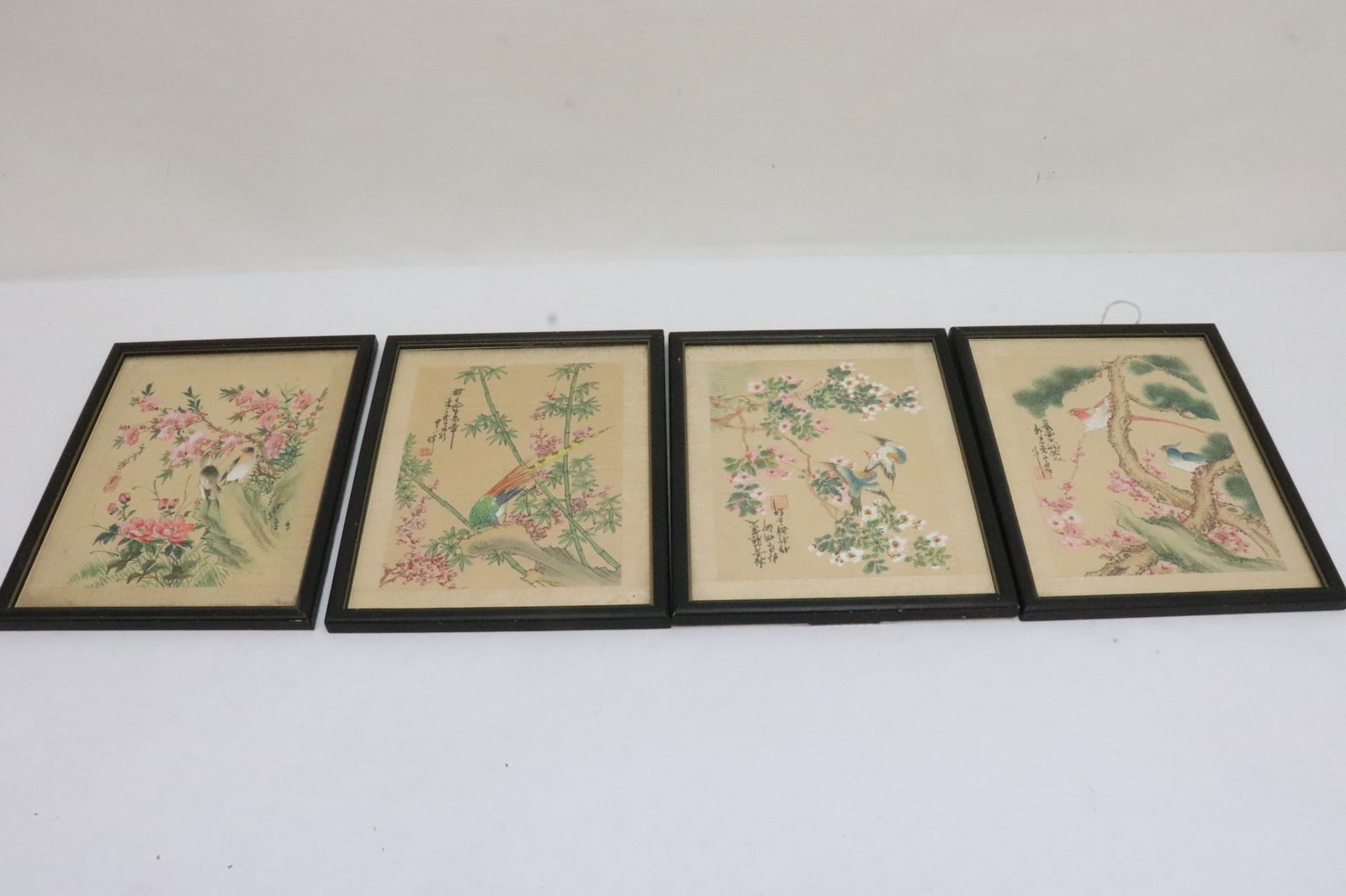 4 Chinese antique framed watercolor paintings: 4 Chinese antique framed watercolor paintings, 9.8"x7.85" ea