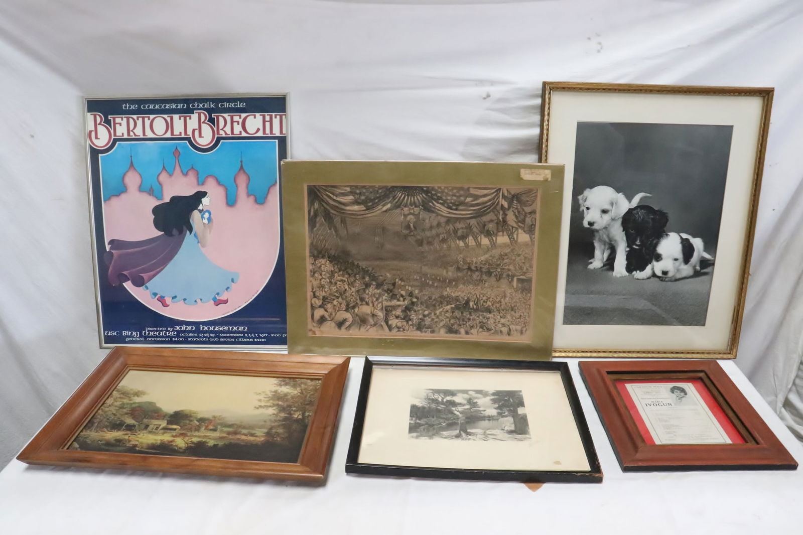 6 pieces; posters, engraving, print, etc (1 of 8)