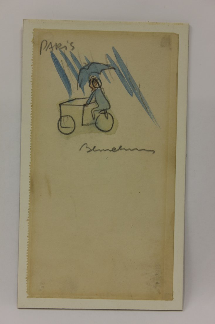 Watercolor/pencil by Ludwig Bemelmans: Watercolor/pencil "street vendor" by Ludwig Bemelmans, 7"x3.9"