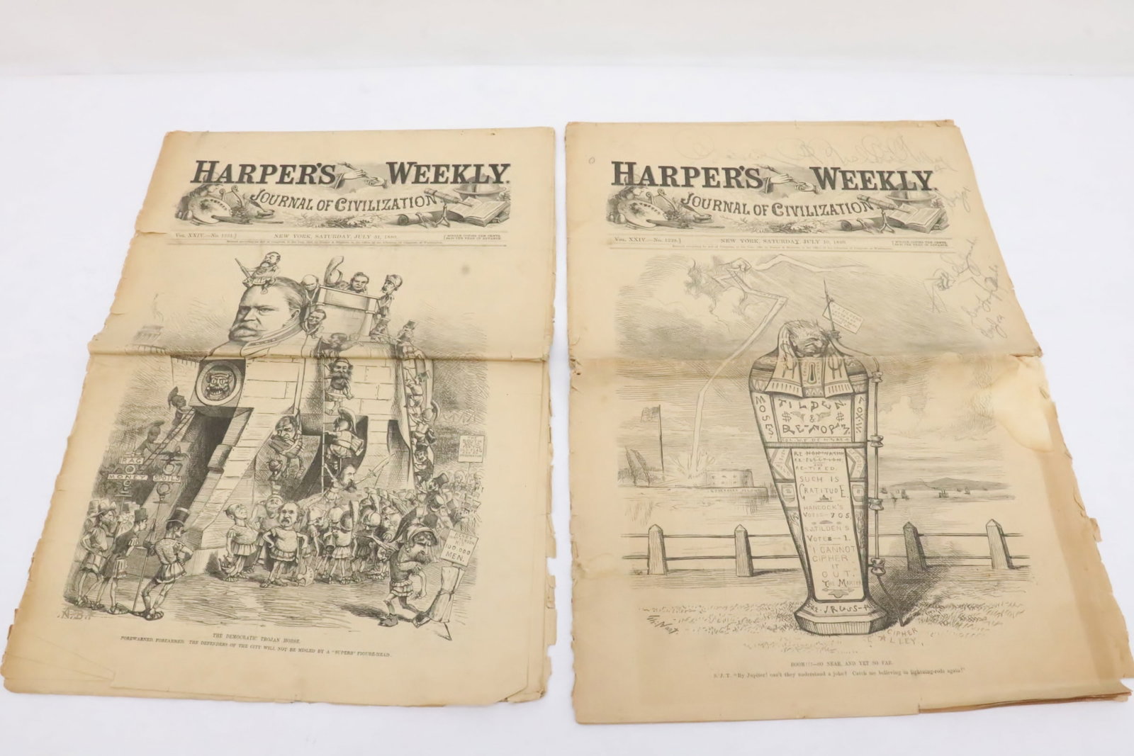 Two 1880 Harper's weekly: 2 Harper's weekly; July 10th, 1880, and July 31 1880