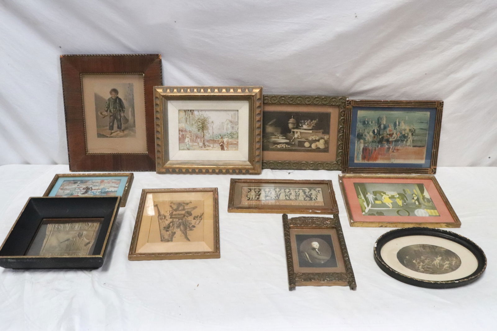 11 painting, etching and print: 11 painting, etching and print, 4"x5.3" - 5.8"x7.9"