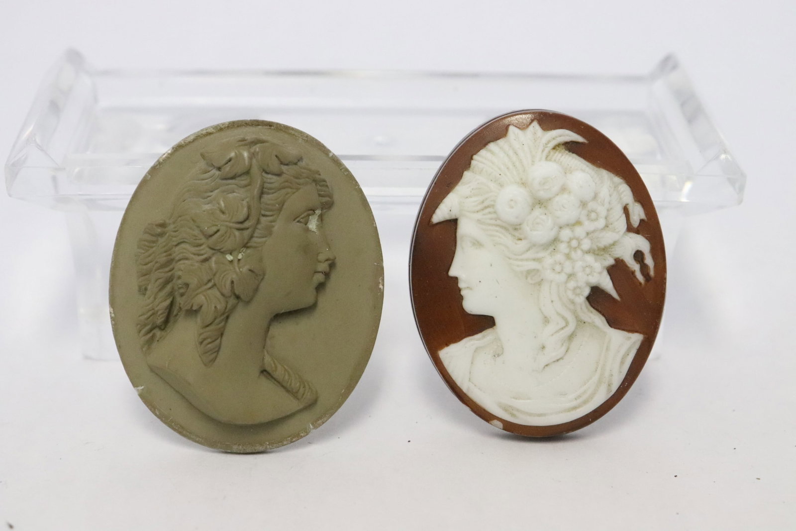 agate like stone cameo, & a lava stone carved cameo (1 of 9)