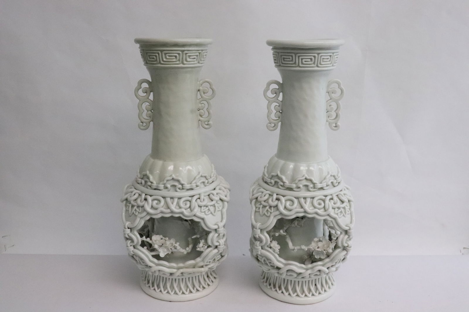 Pr Chinese early 19th c. blanc de shin porcelain vases (1 of 8)