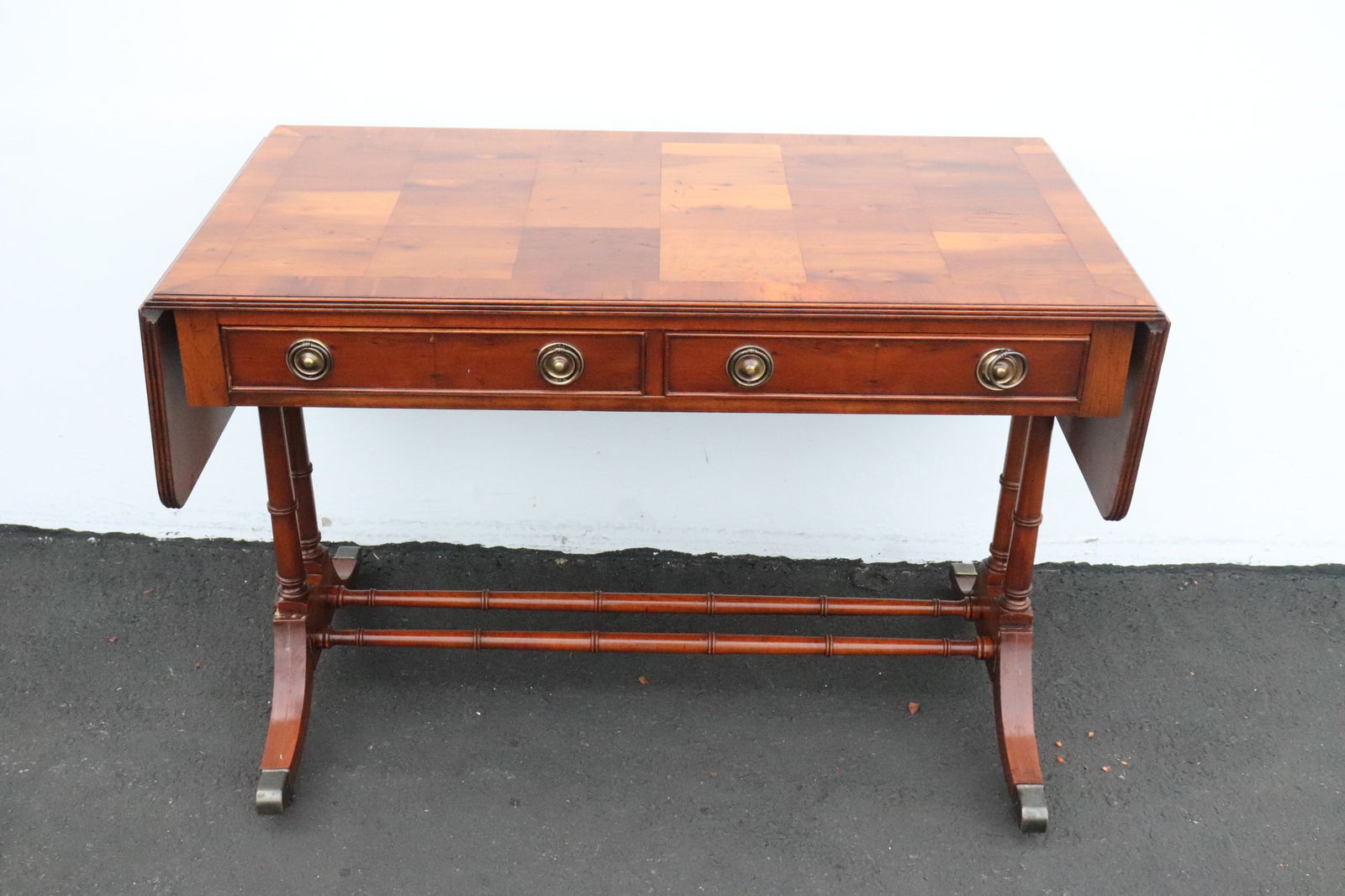 19th/20th c. English mixed wood drop leaf console table (1 of 10)