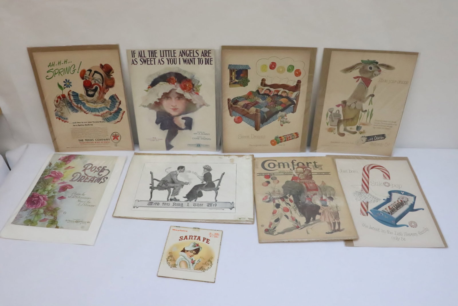 Lot of vintage advertisement panels: Lot of vintage advertisement panels, 6.2"x5.8" - 13.9"x10.4"