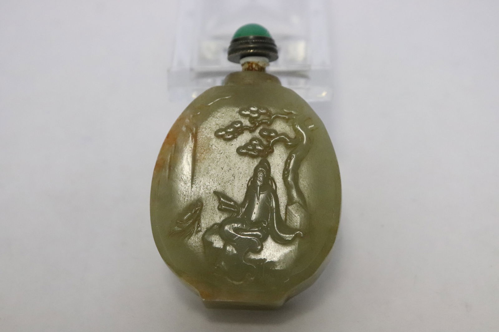Jade like stone carved snuff bottle (1 of 7)