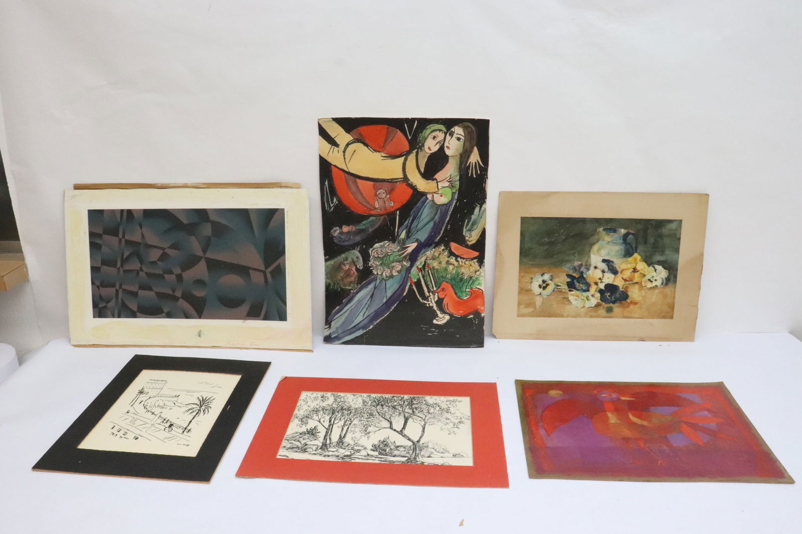 6 watercolors, etchings, etc (1 of 10)