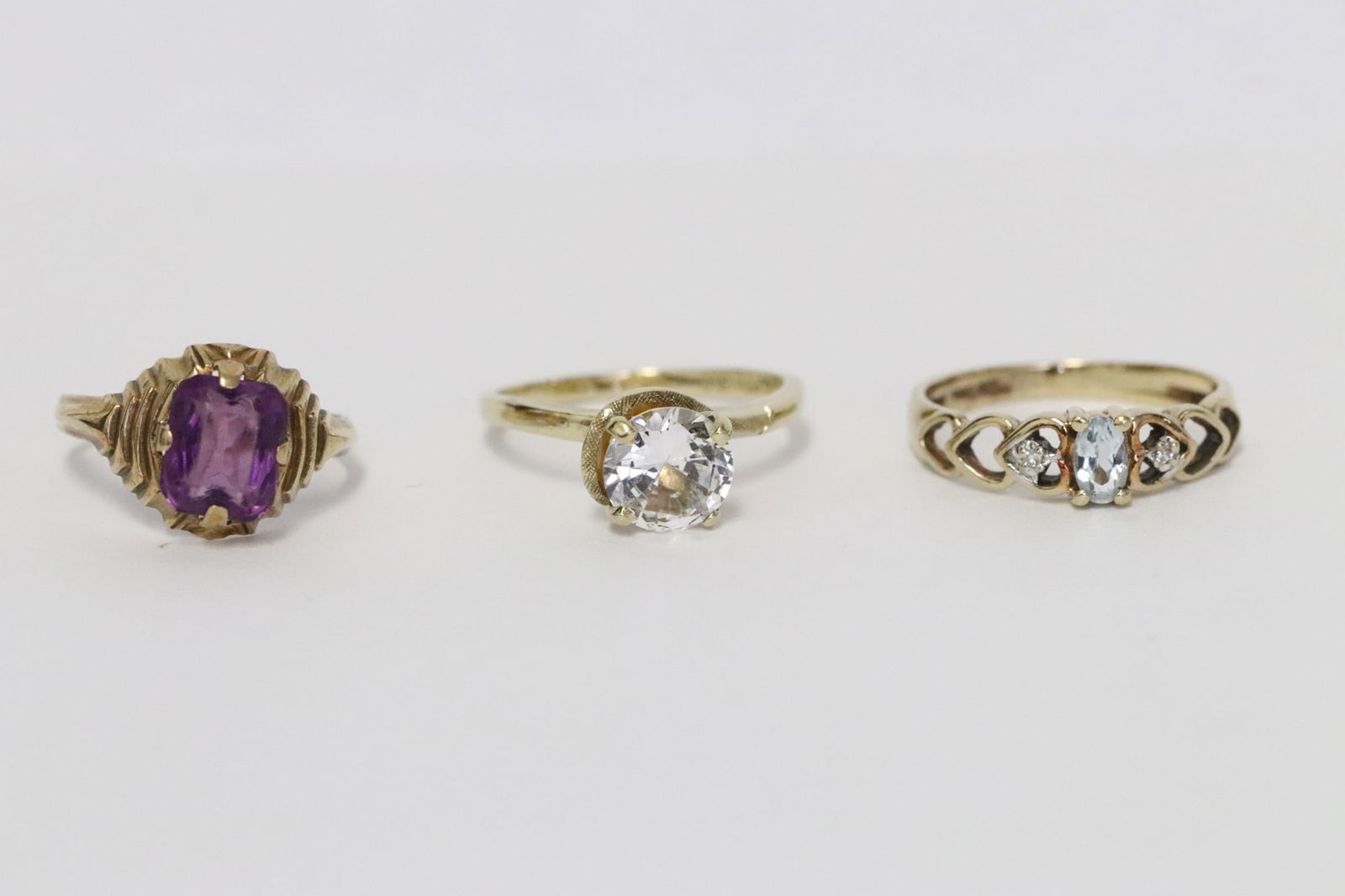Three 10K Y/G rings with color stones (1 of 11)