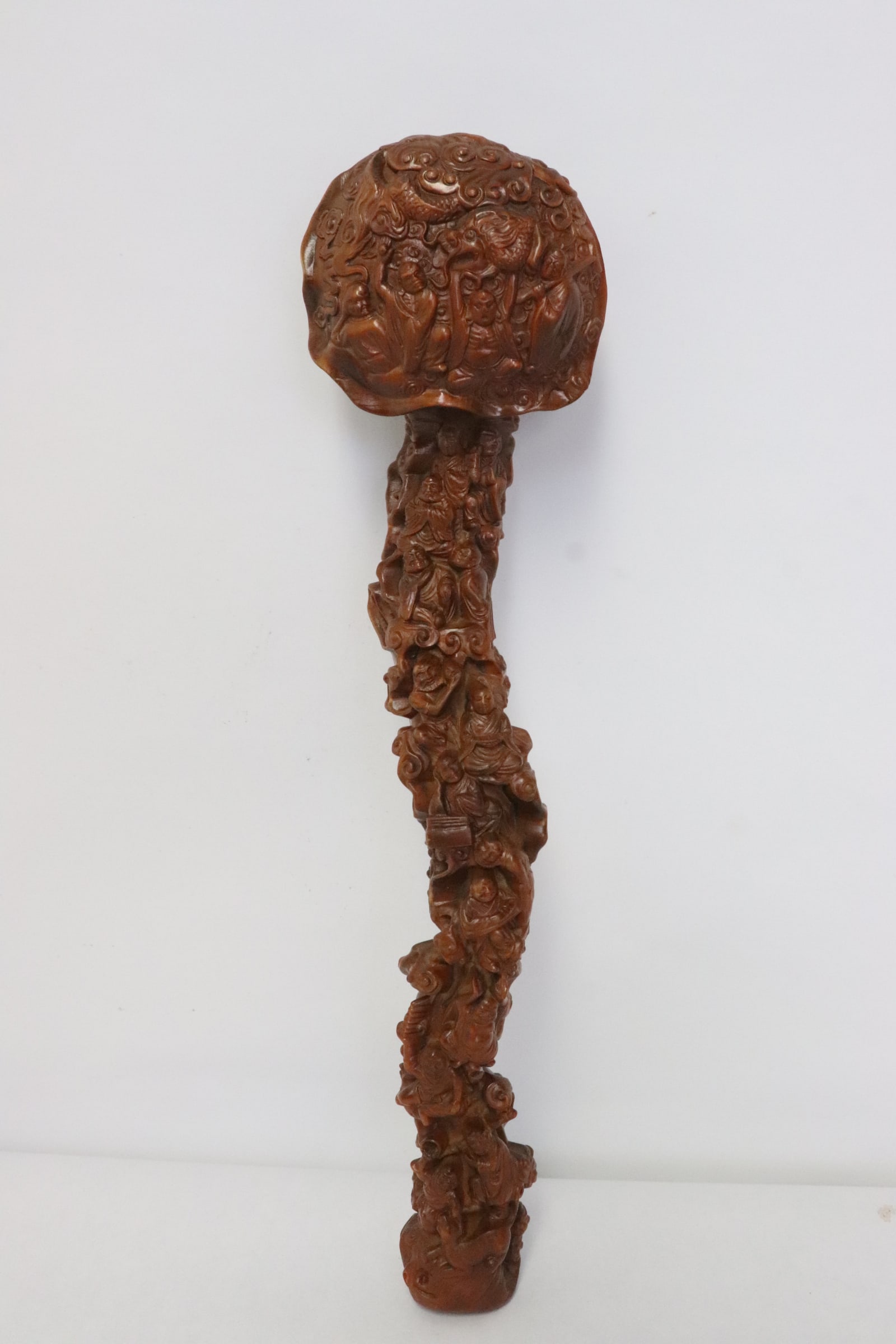Wood carved ruyi: Wood carved ruyi, 11.9"L