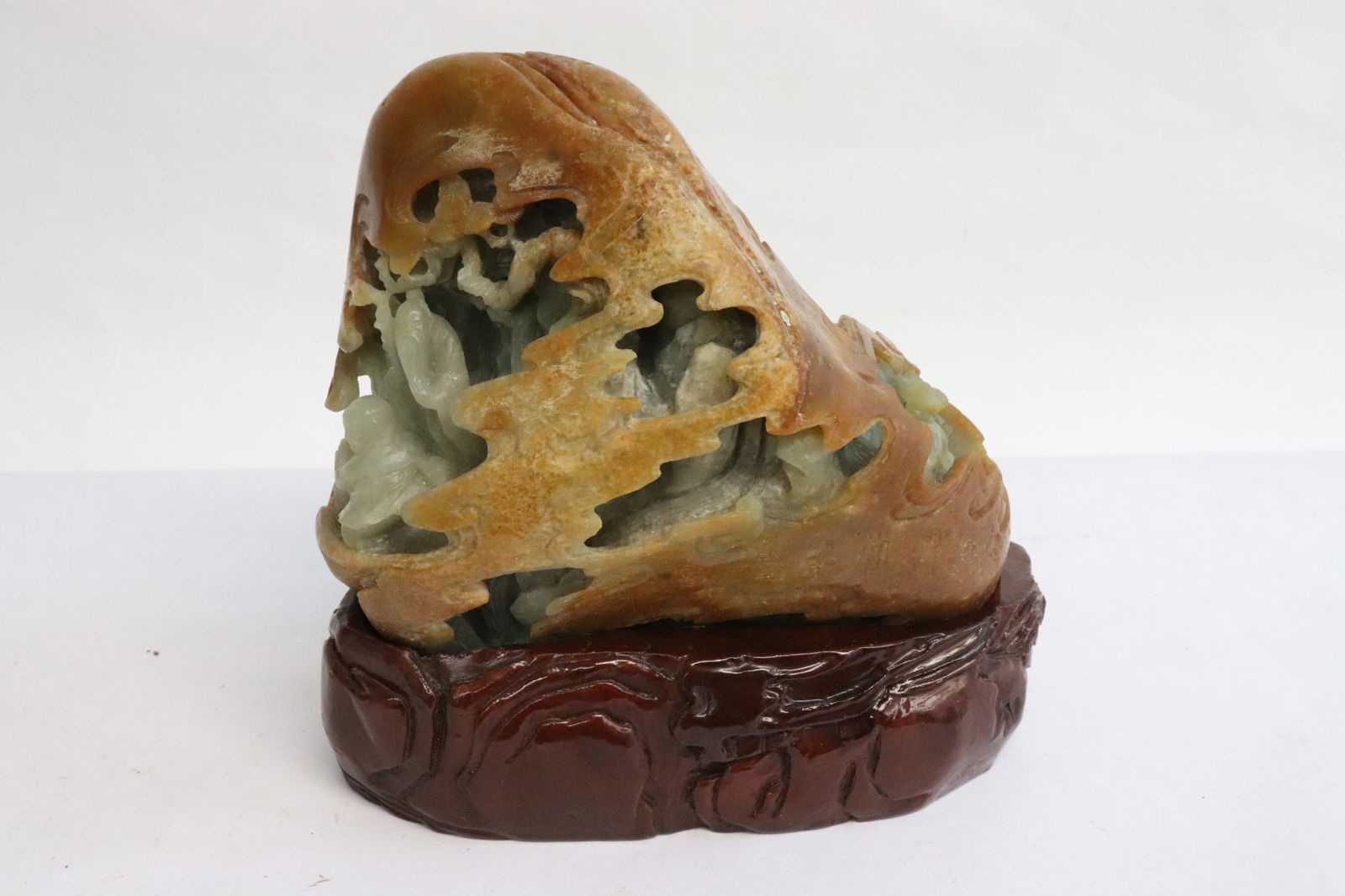Chinese celadon jade carved boulder (1 of 10)