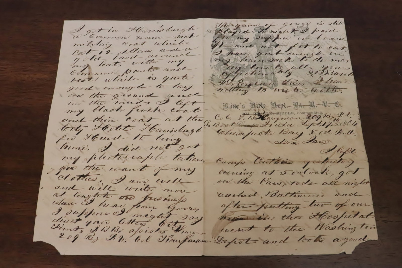 A Civil War era letter dated October 4th, 1964: A Civil War era letter dated October 4th, 1964