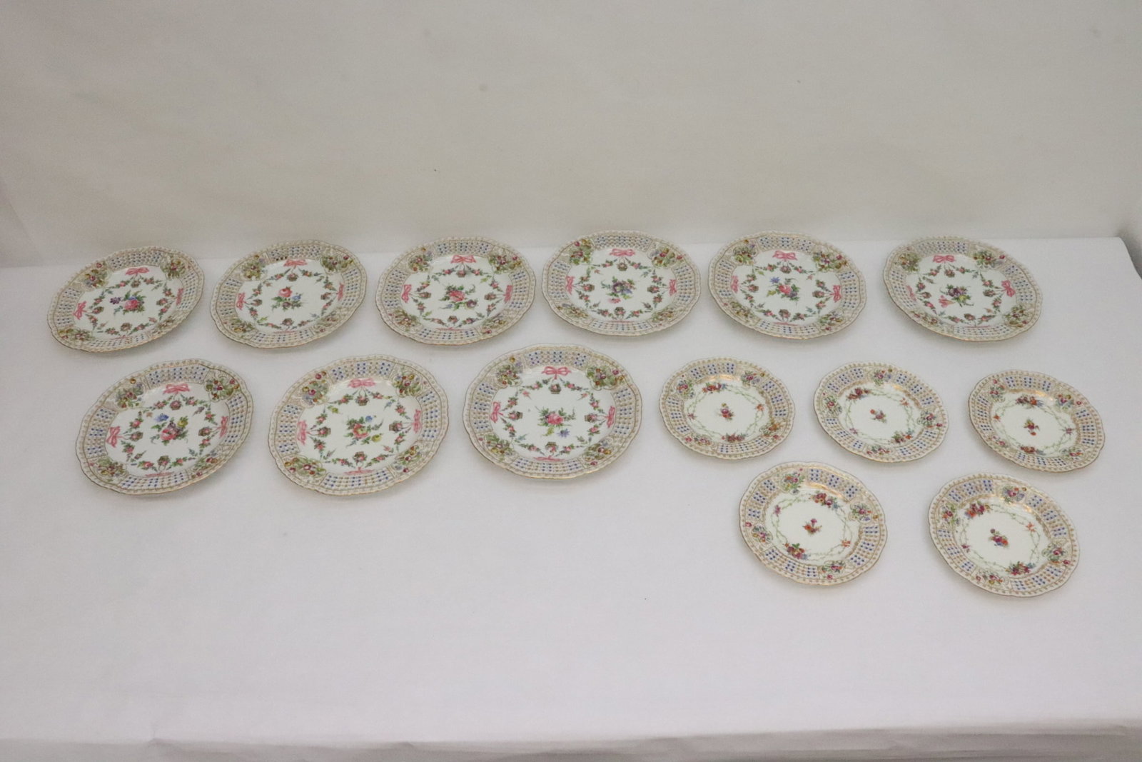 14 pc antique hand painted Dresden porcelain plates (1 of 12)