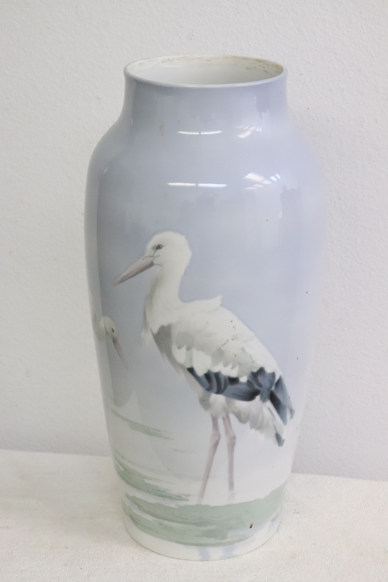 Lg early 20th c. Rostrand porcelain vase by Karl Lindstrom: Large early 20th century Rostrand porcelain vase by Karl Lindstrom, 19.4"x9.65"dia