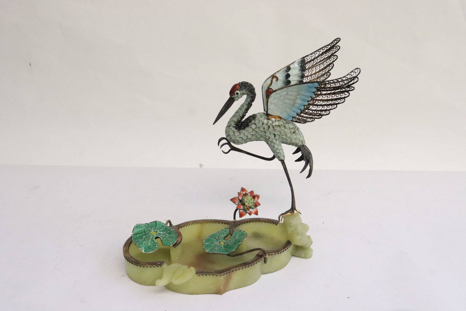 Chinese jade dish with sterling silver rim (1 of 9)