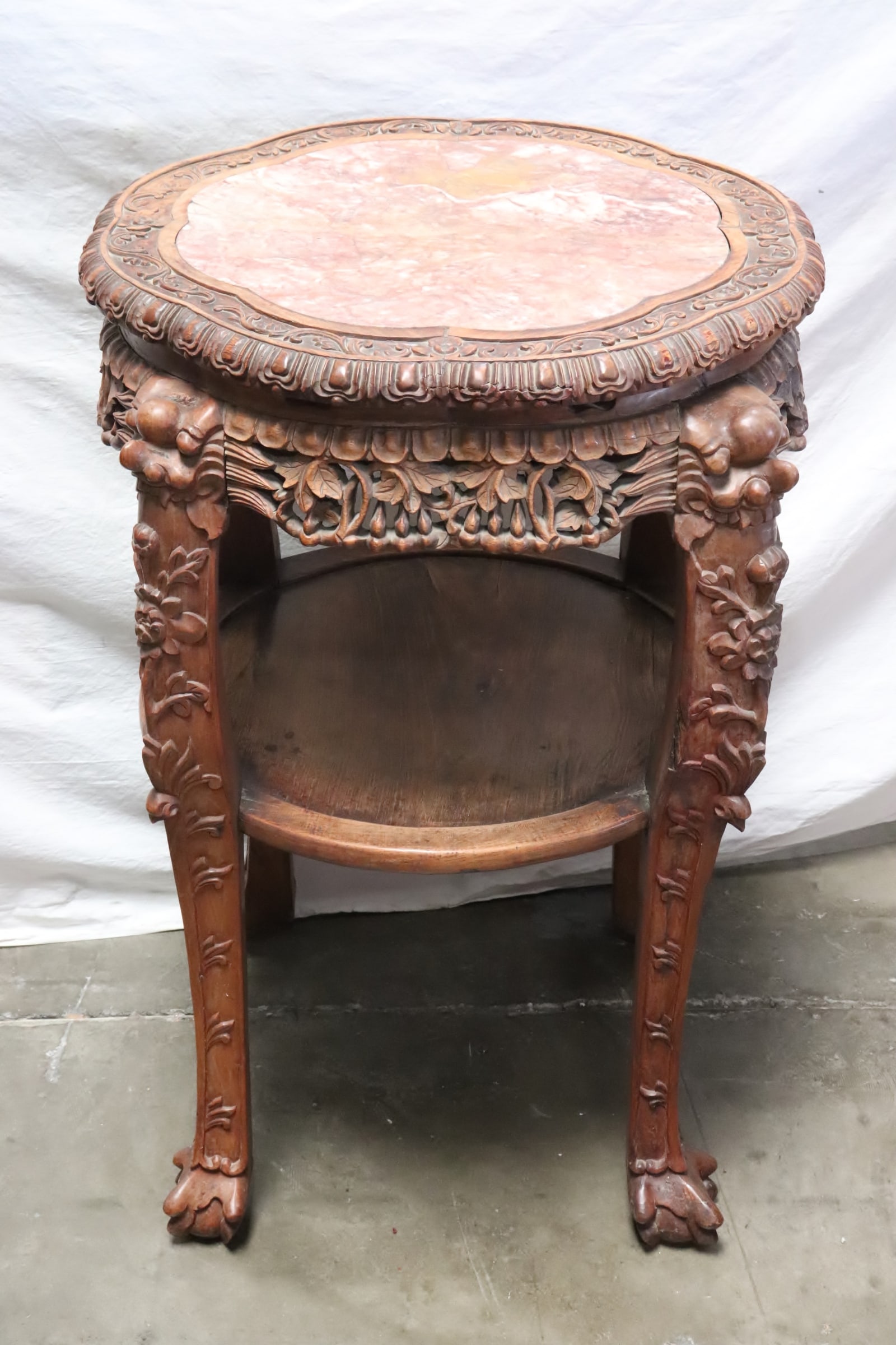 Chinese round marble top rosewood center table (1 of 11)