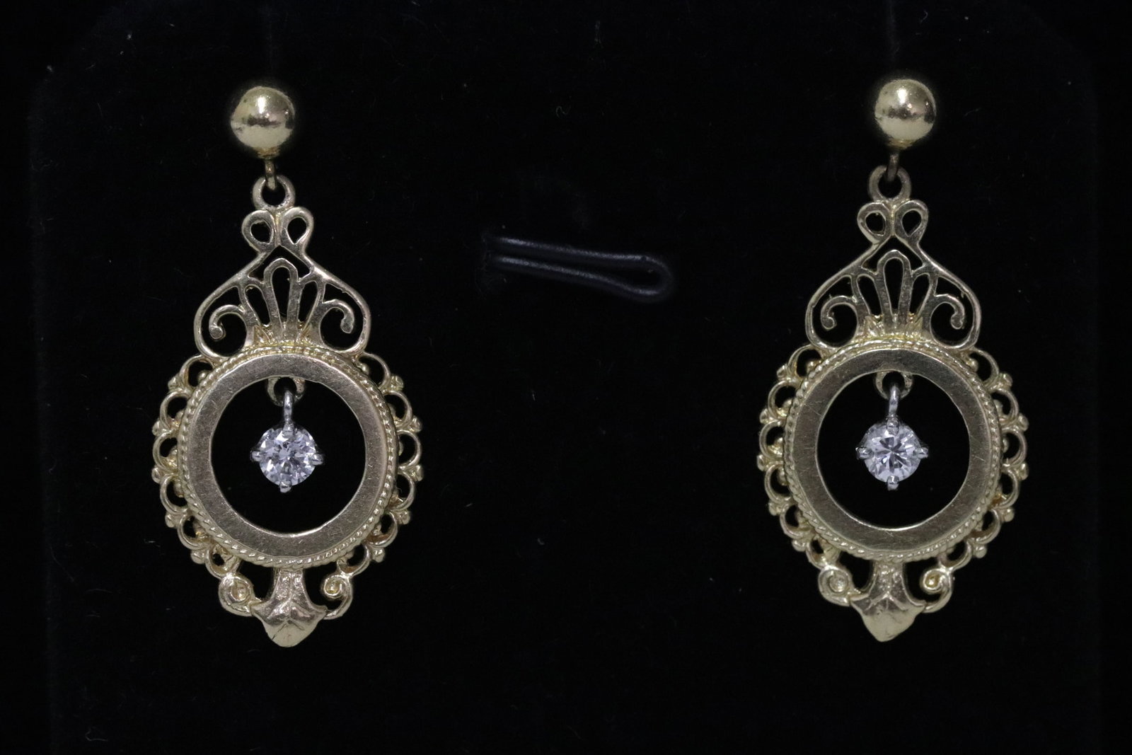 Pair 14K Y/G diamond earrings (1 of 11)
