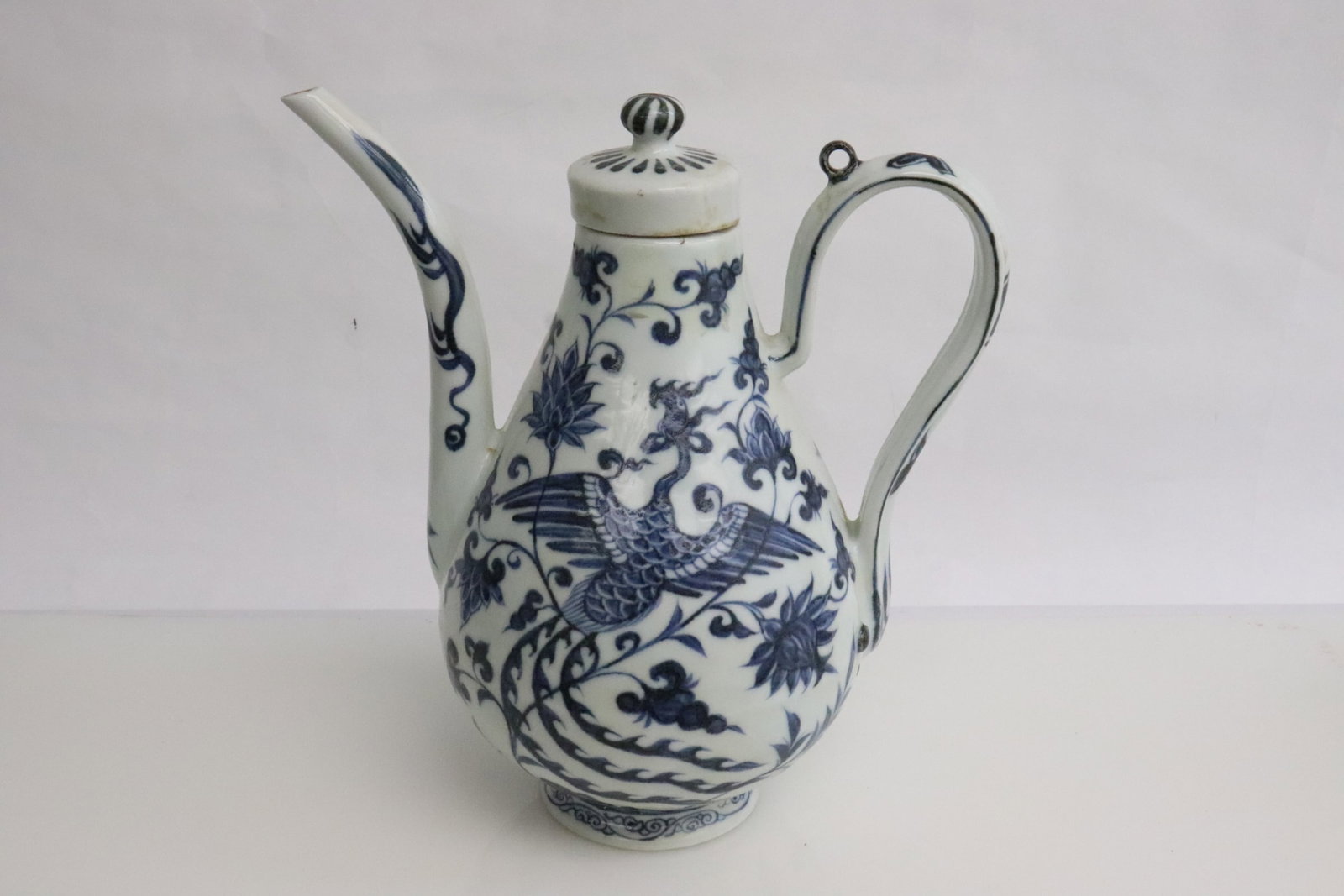 Blue and white porcelain wine server: Blue and white porcelain wine server, 8.9"x8.1"x5"