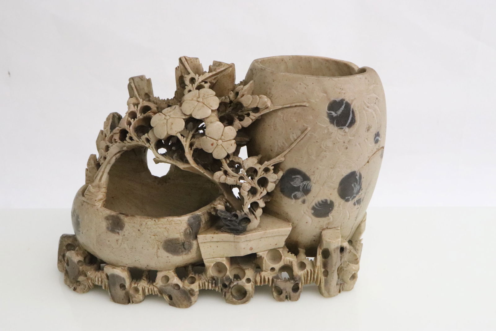 A soapstone carving: A soapstone carving, 6"x8.5"x2.6"