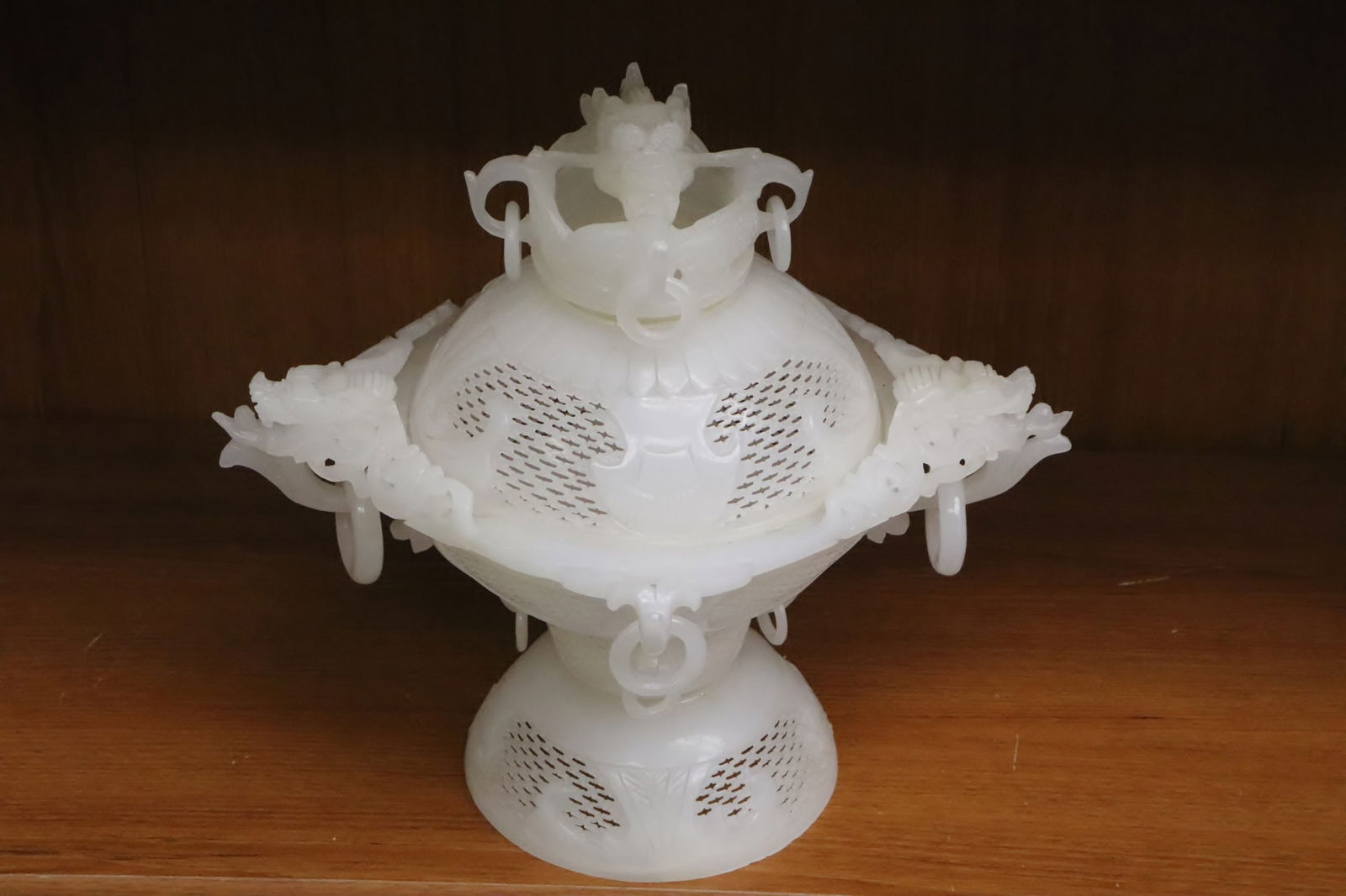 A large white stone carved covered censer (1 of 13)