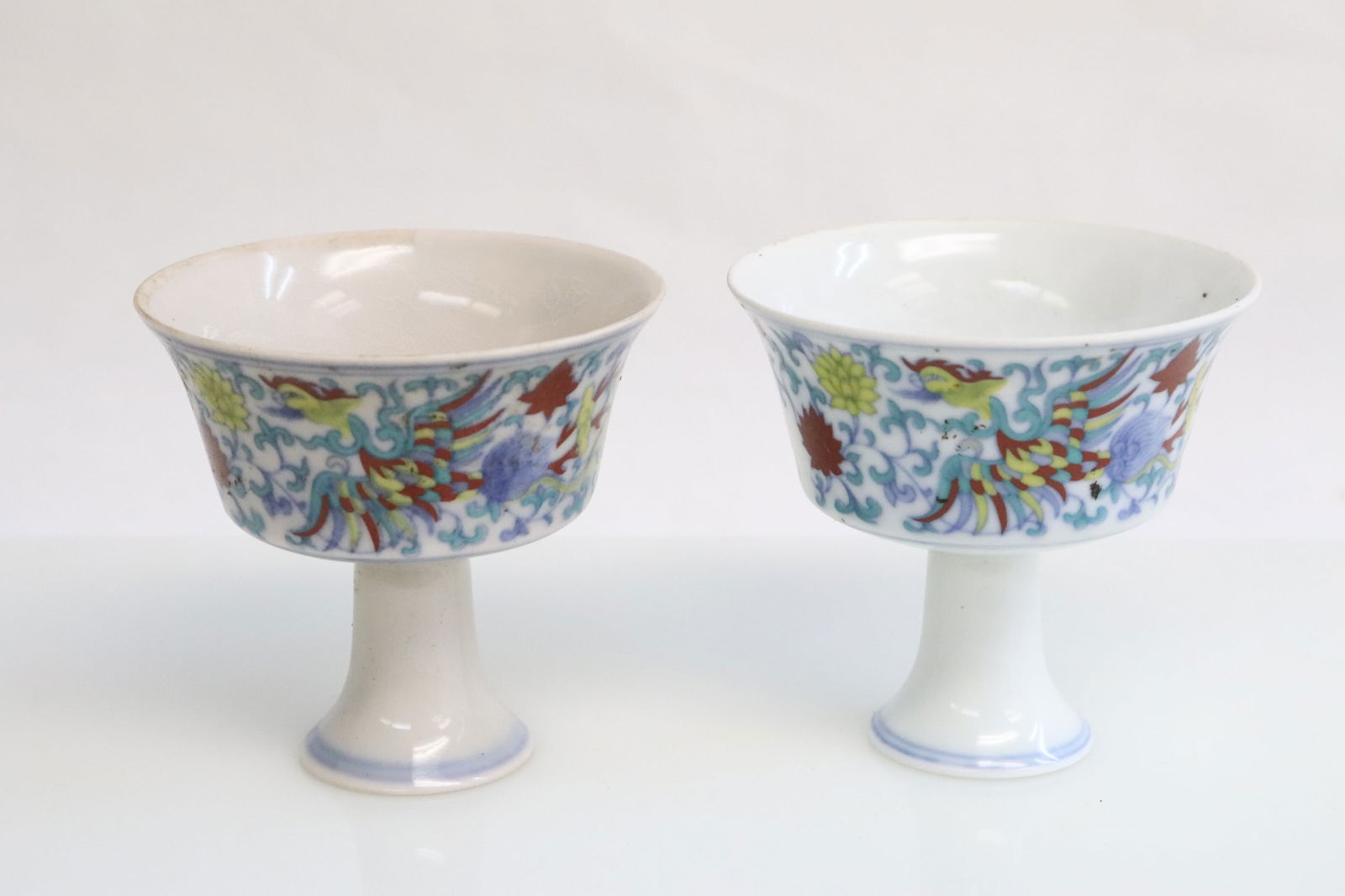 2 Chinese wucai stem tea cups (1 of 7)