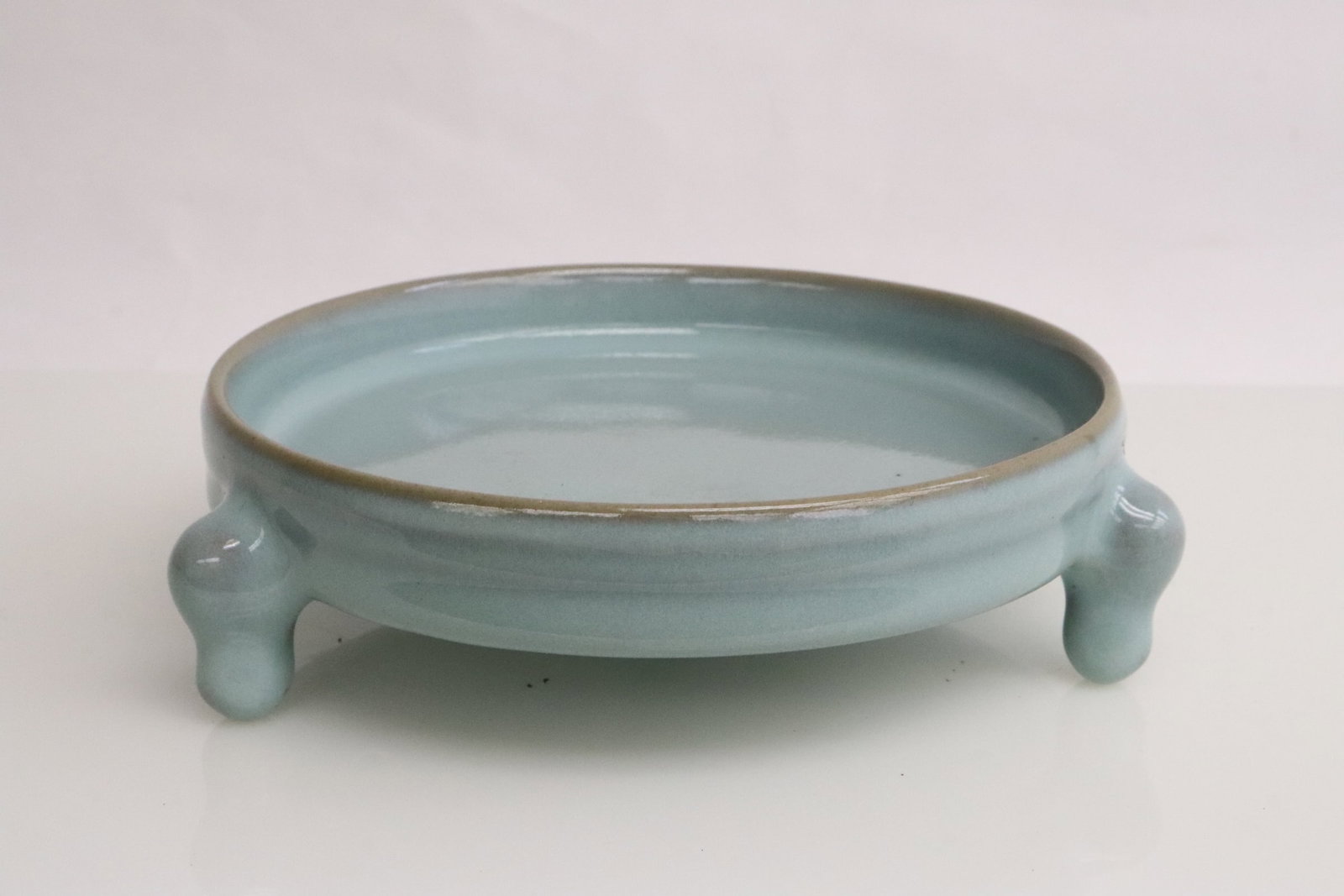 A Song style celadon tripod brush wash: A Song style celadon tripod brush wash, 1.75"x6"x6"
